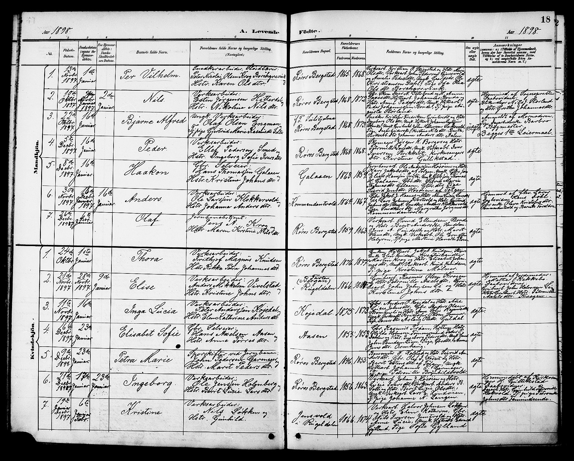 Ministerialprotokoller, klokkerbøker og fødselsregistre - Sør-Trøndelag, SAT/A-1456/681/L0941: Parish register (copy) no. 681C05, 1896-1905, p. 18