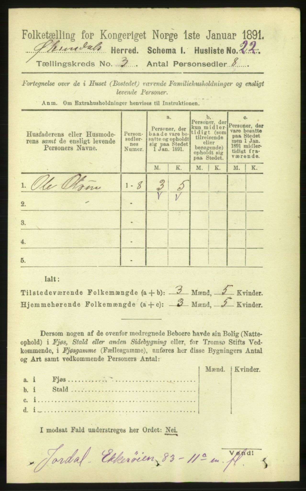 RA, 1891 census for 1561 Øksendal, 1891, p. 593