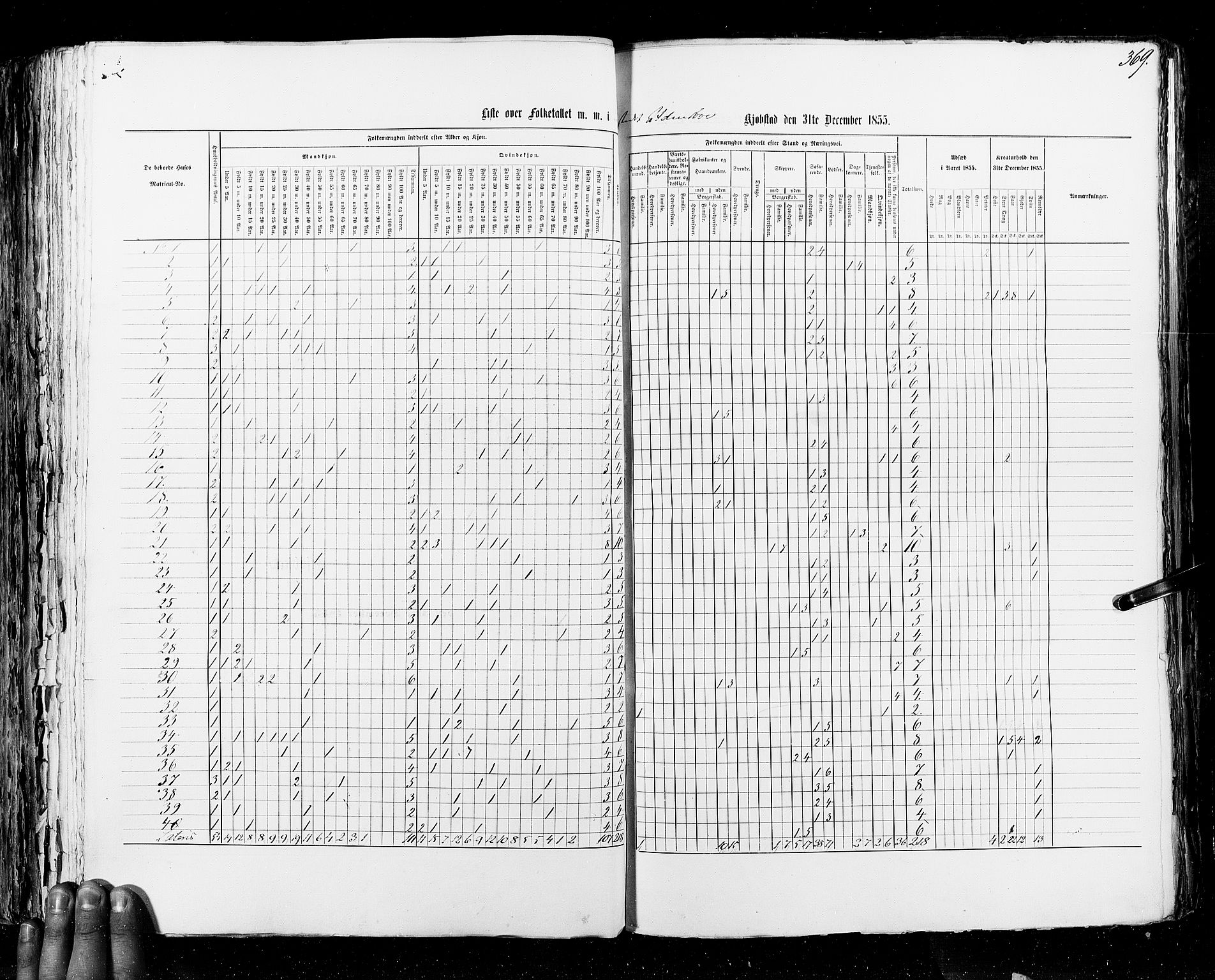 RA, Census 1855, vol. 7: Fredrikshald-Kragerø, 1855, p. 369