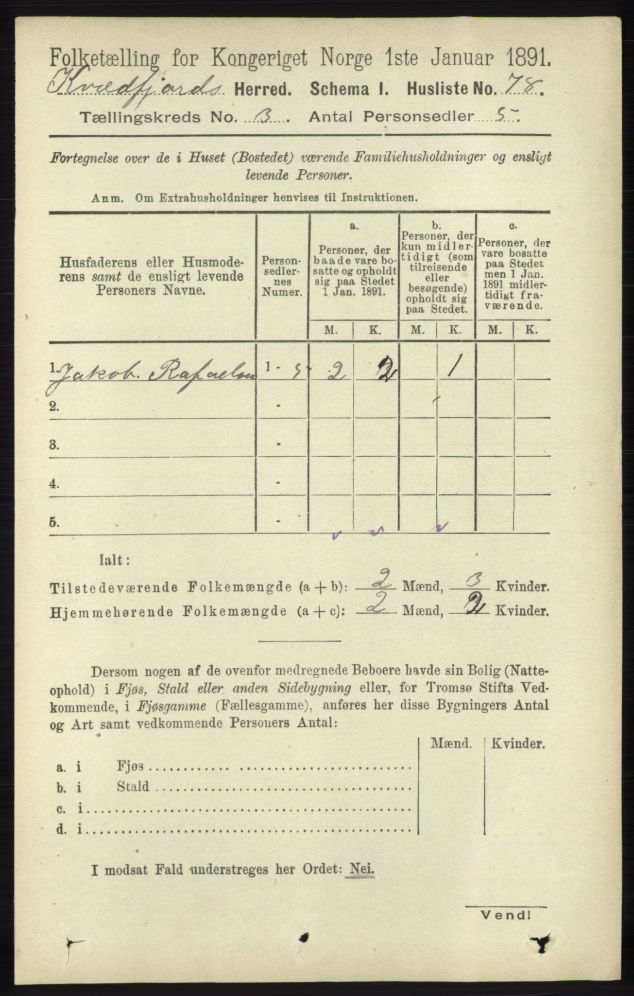 RA, 1891 census for 1911 Kvæfjord, 1891, p. 1298