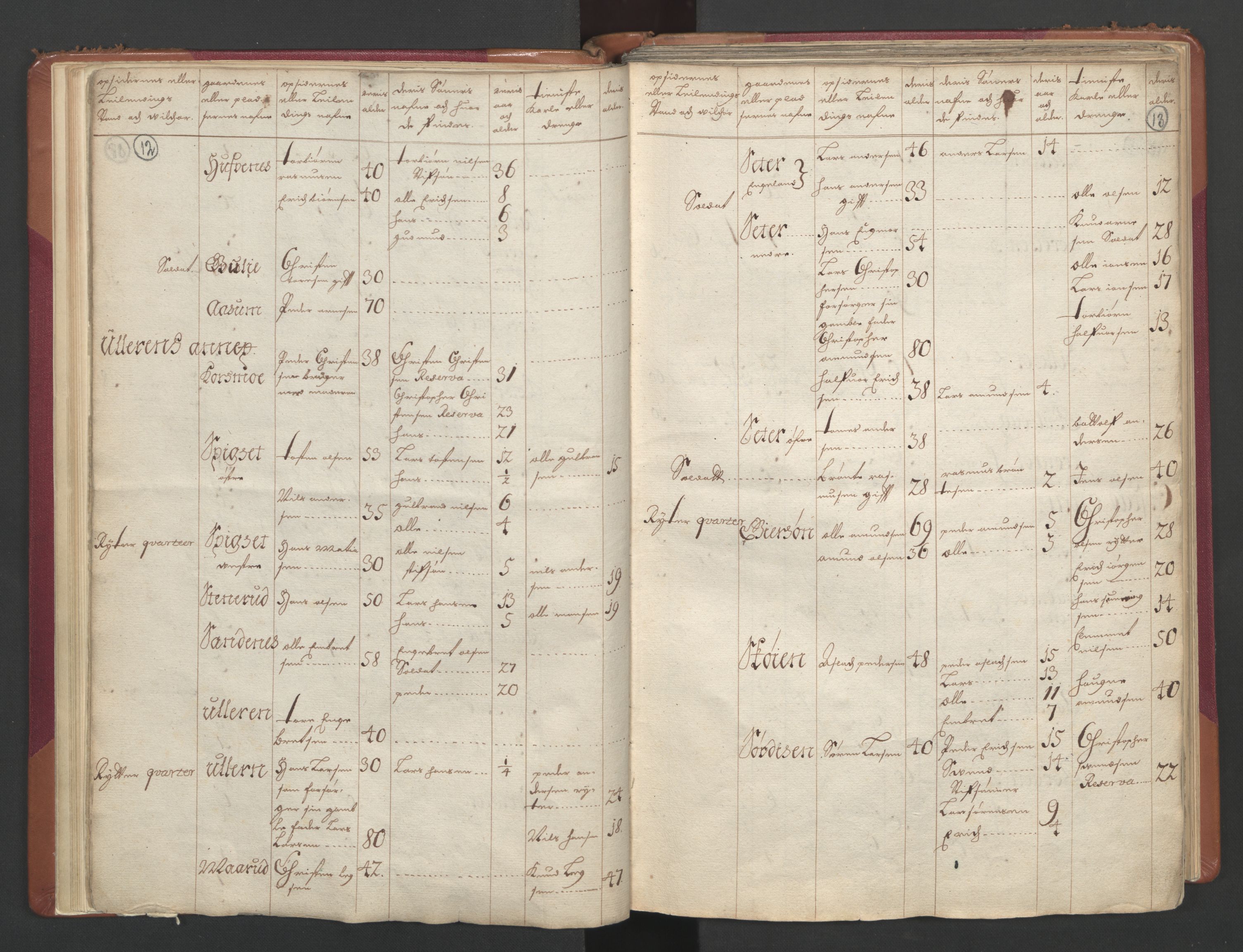RA, Census (manntall) 1701, no. 2: Solør, Odal og Østerdal fogderi and Larvik grevskap, 1701, p. 12-13