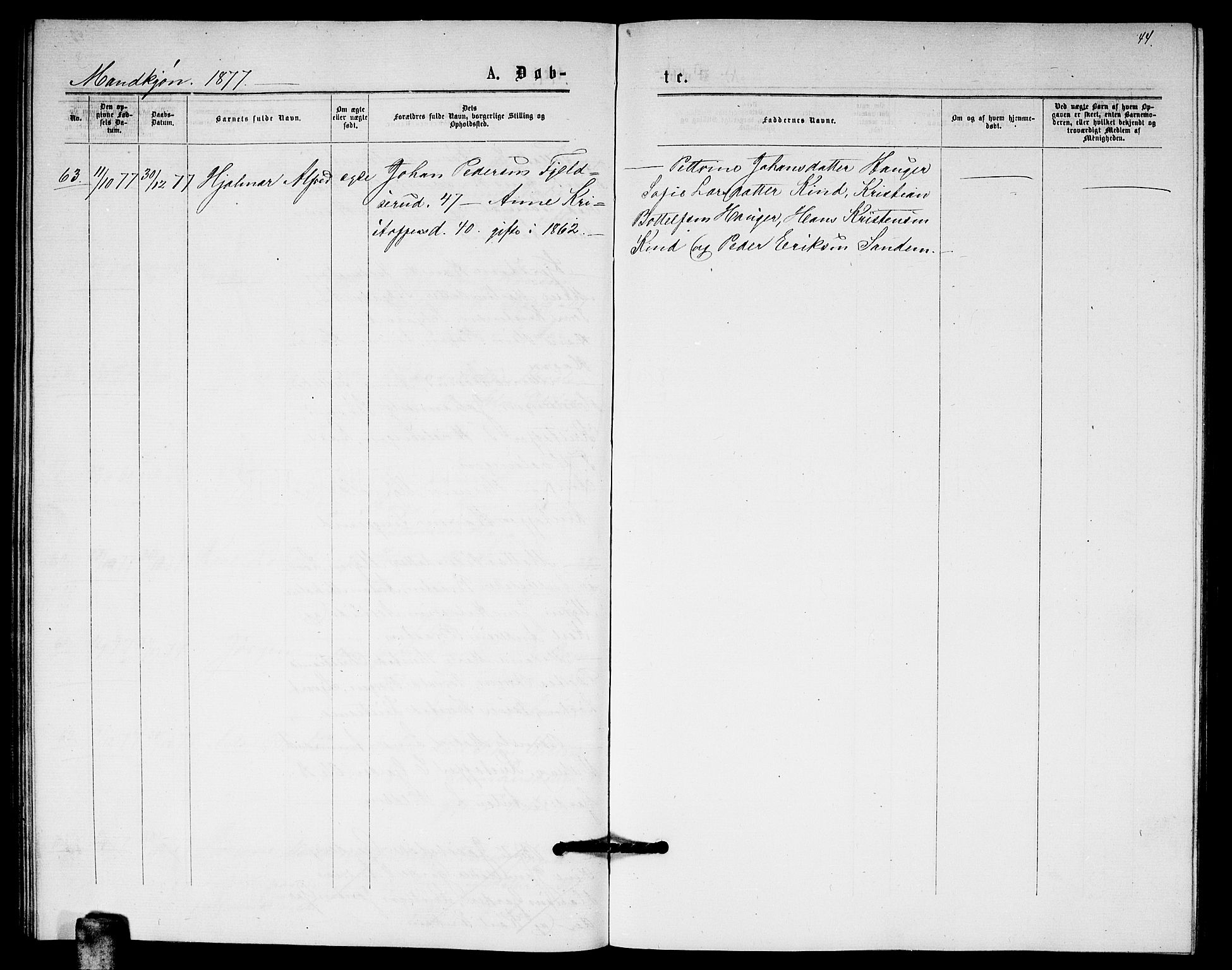 Fet prestekontor Kirkebøker, AV/SAO-A-10370a/G/Ga/L0005: Parish register (copy) no. I 5, 1875-1877, p. 44