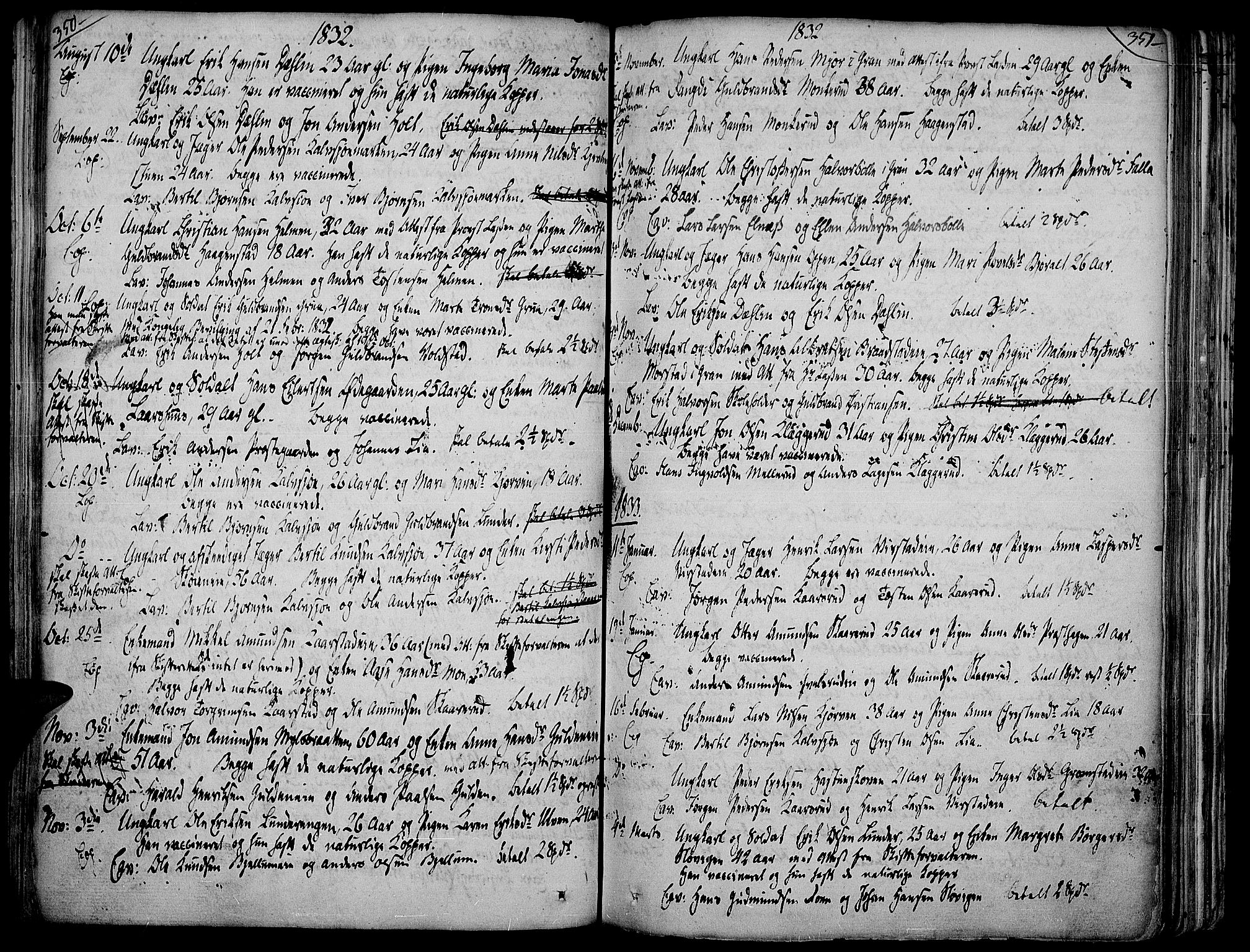 Jevnaker prestekontor, AV/SAH-PREST-116/H/Ha/Haa/L0004: Parish register (official) no. 4, 1800-1861, p. 350-351