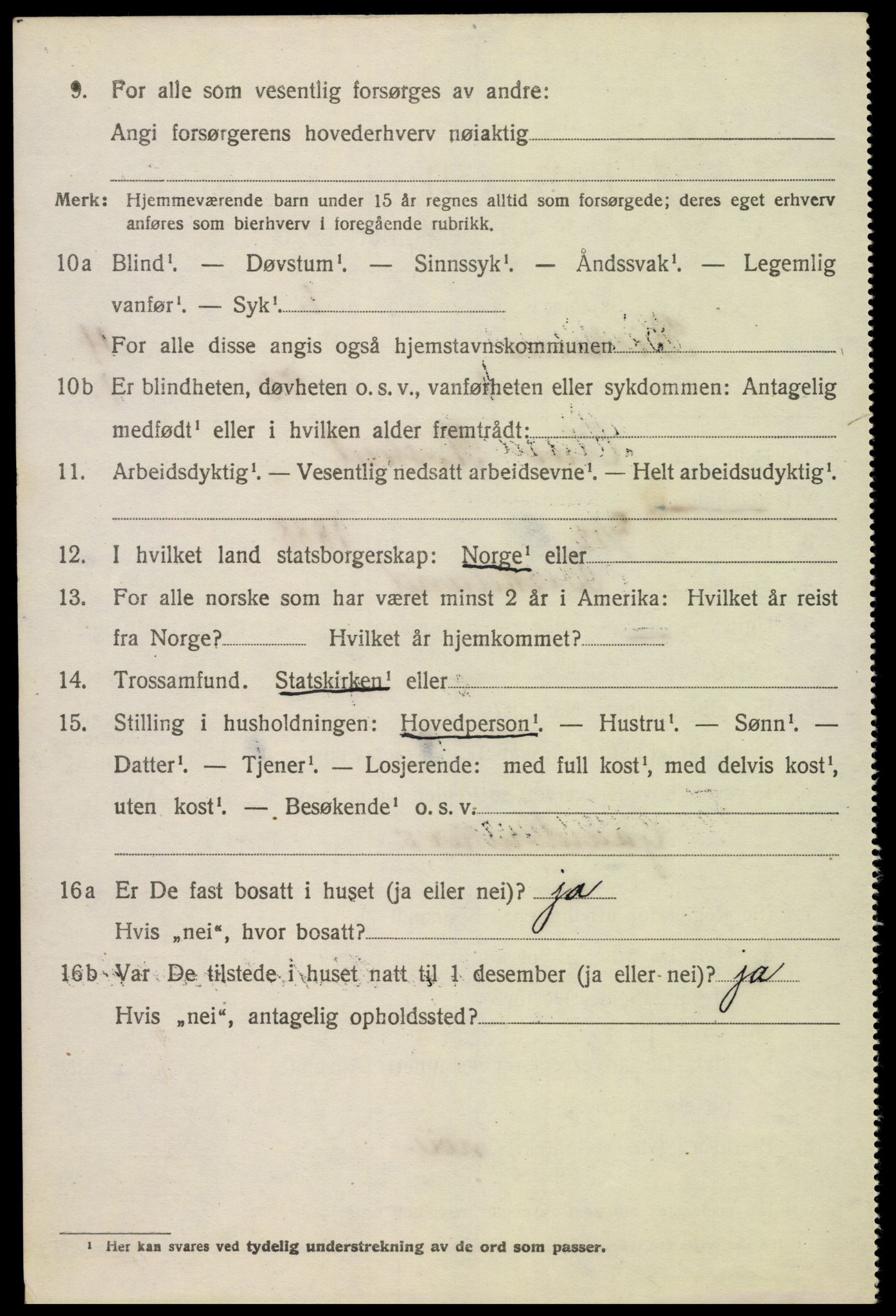 SAK, 1920 census for Birkenes, 1920, p. 1764