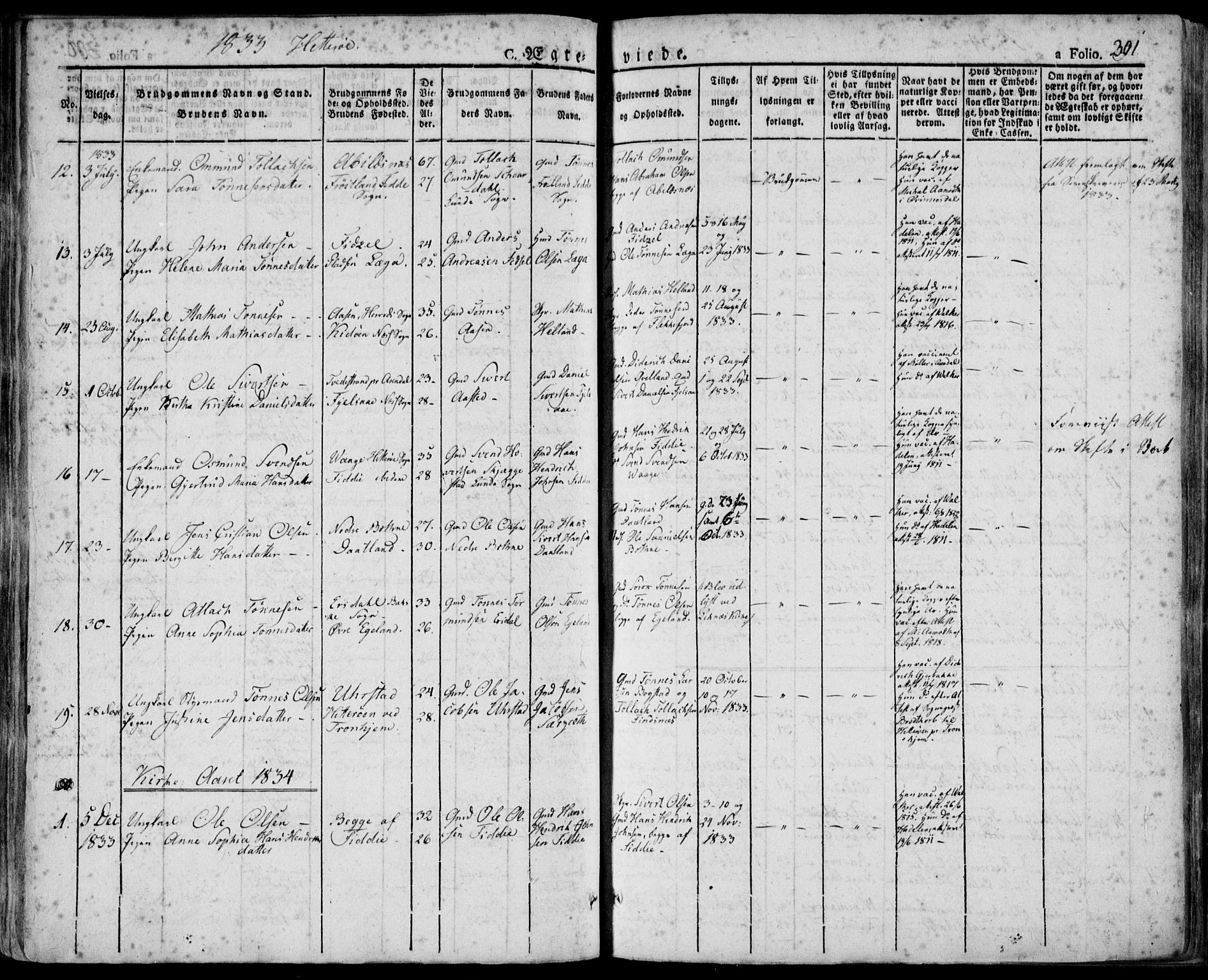 Flekkefjord sokneprestkontor, AV/SAK-1111-0012/F/Fa/Fac/L0003: Parish register (official) no. A 3, 1826-1841, p. 301