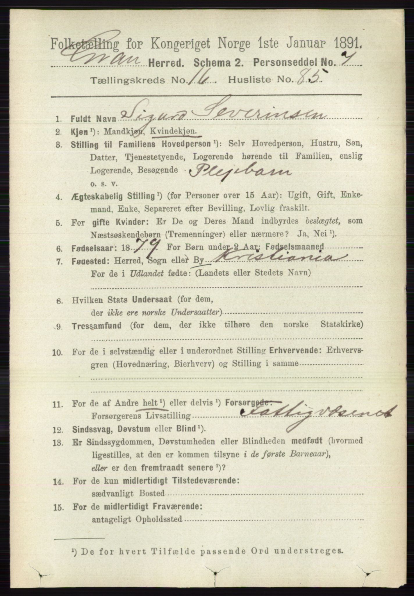 RA, 1891 census for 0534 Gran, 1891, p. 8569