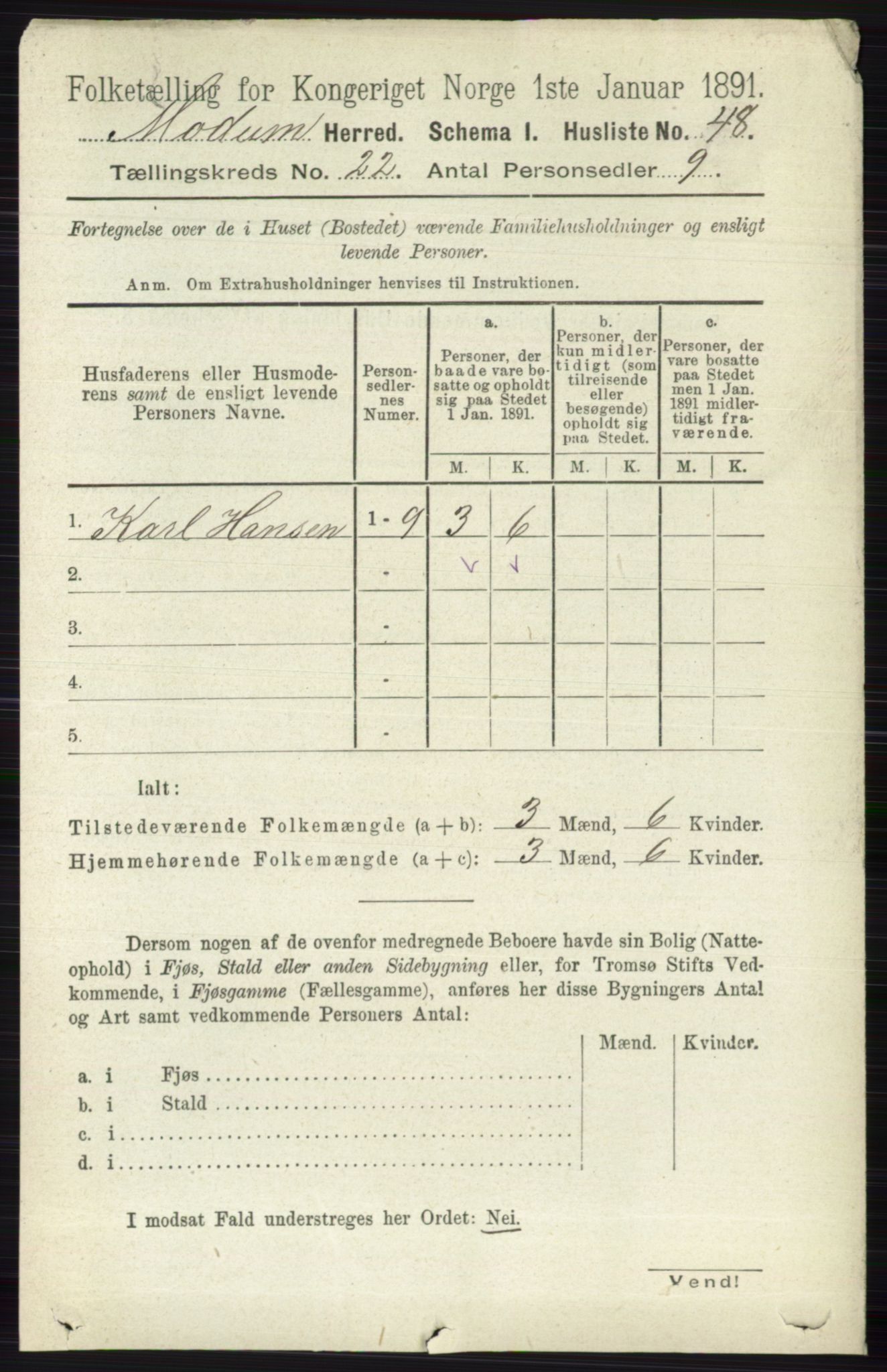 RA, 1891 census for 0623 Modum, 1891, p. 8384