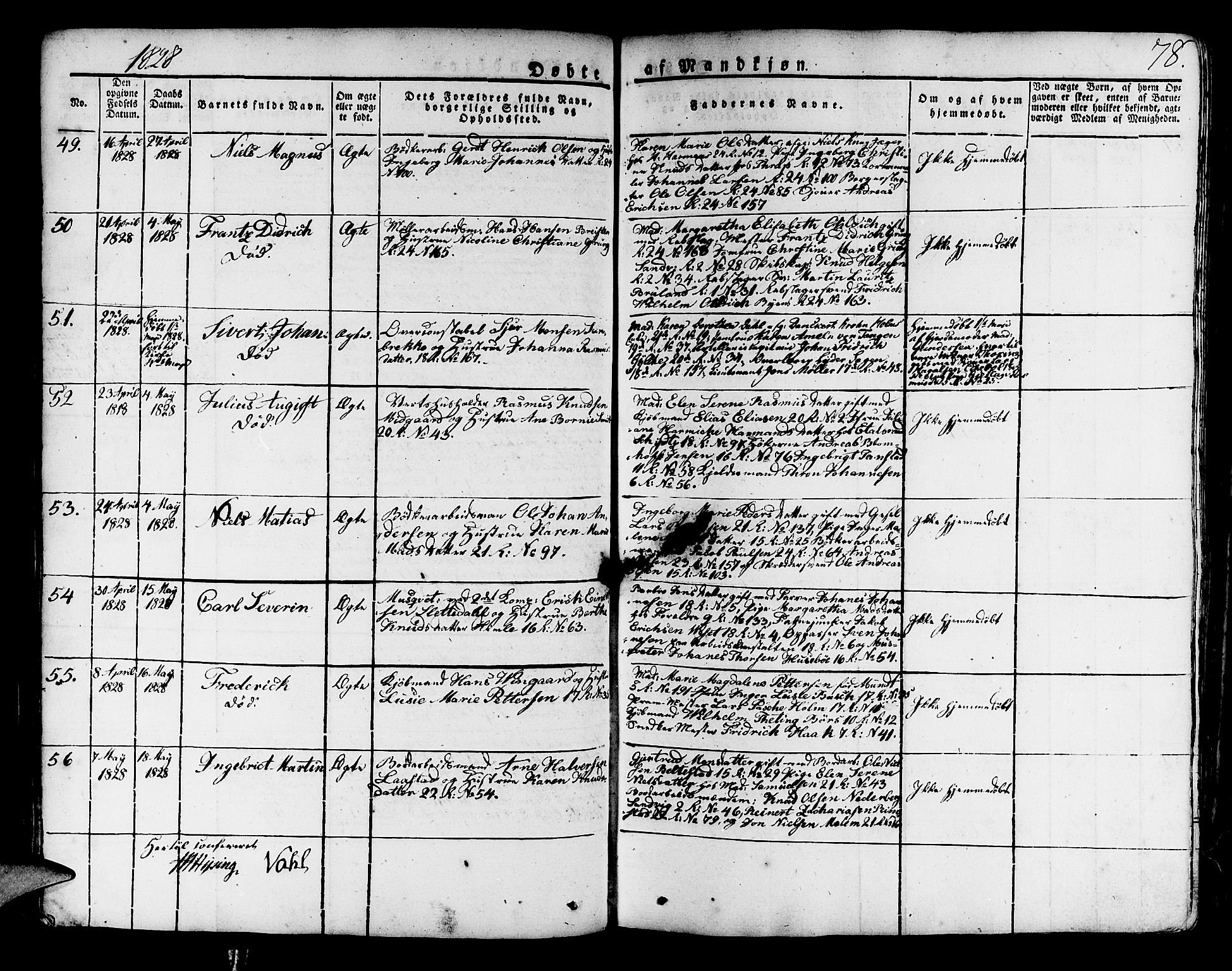 Korskirken sokneprestembete, AV/SAB-A-76101/H/Haa/L0014: Parish register (official) no. A 14, 1823-1835, p. 78