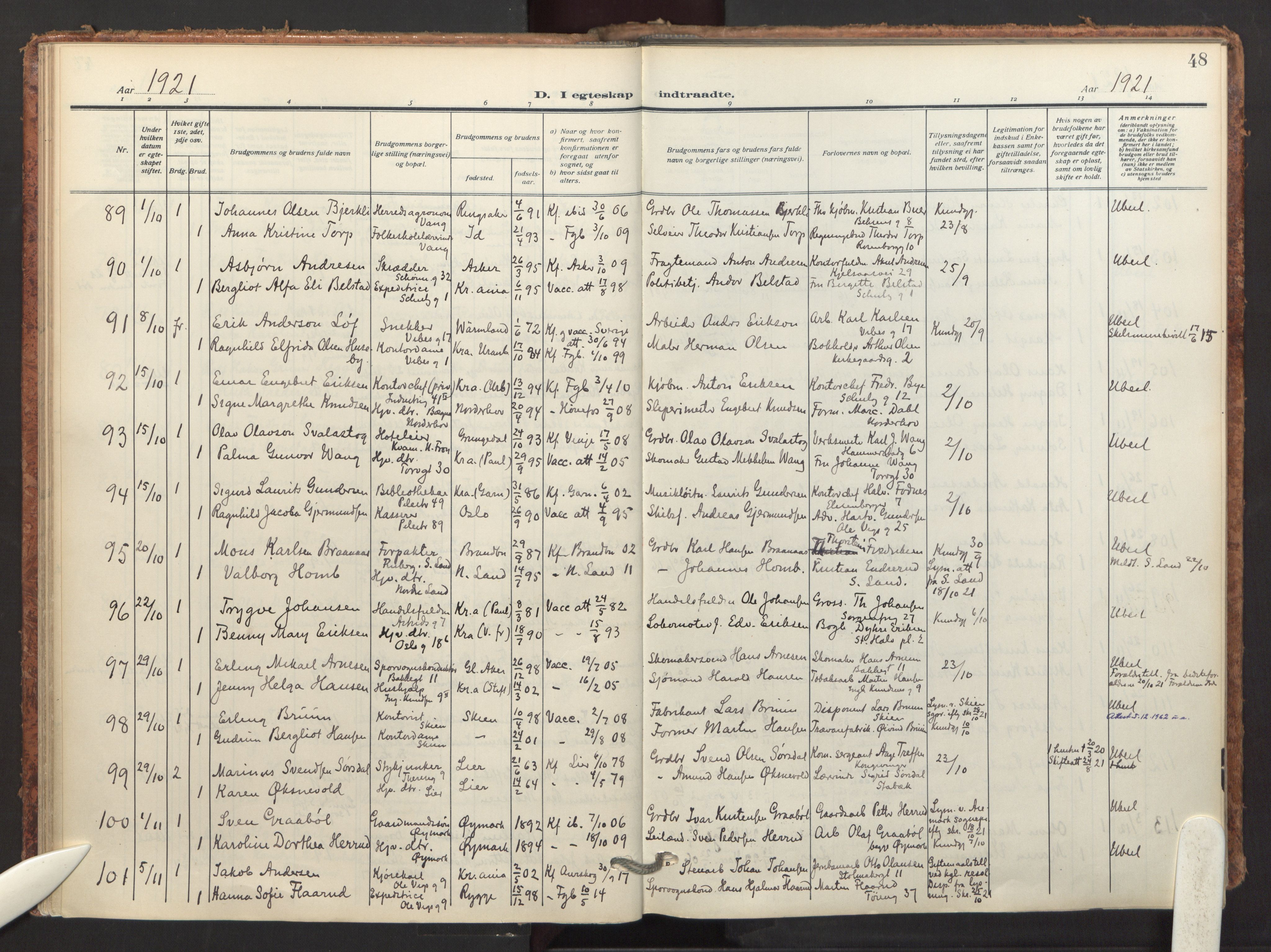 Fagerborg prestekontor Kirkebøker, AV/SAO-A-10844/F/Fa/L0007: Parish register (official) no. 7, 1917-1934, p. 48