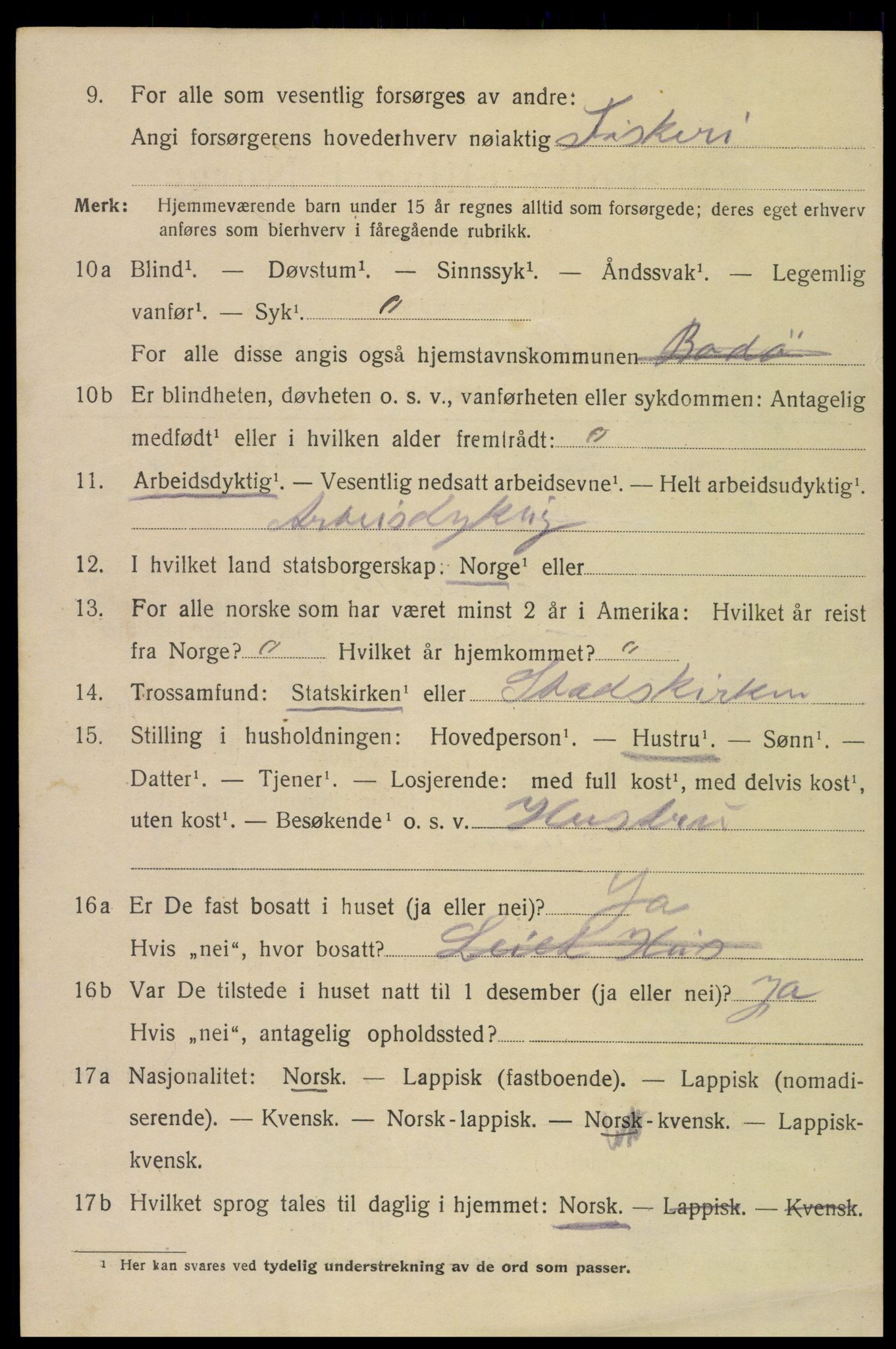 SAT, 1920 census for Bodø, 1920, p. 3286