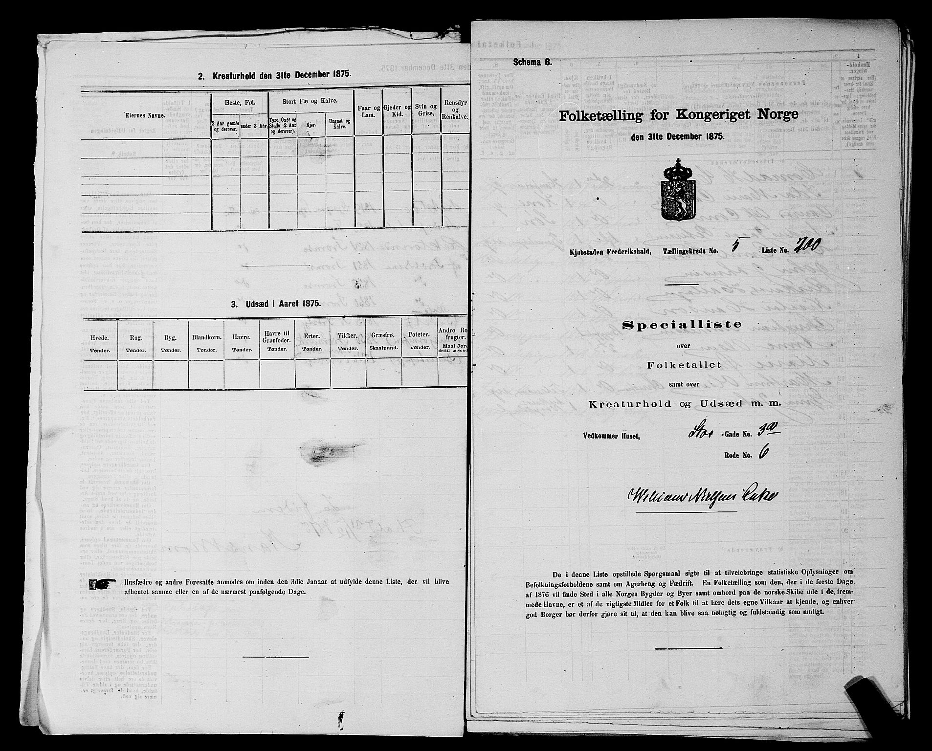 RA, 1875 census for 0101P Fredrikshald, 1875, p. 484