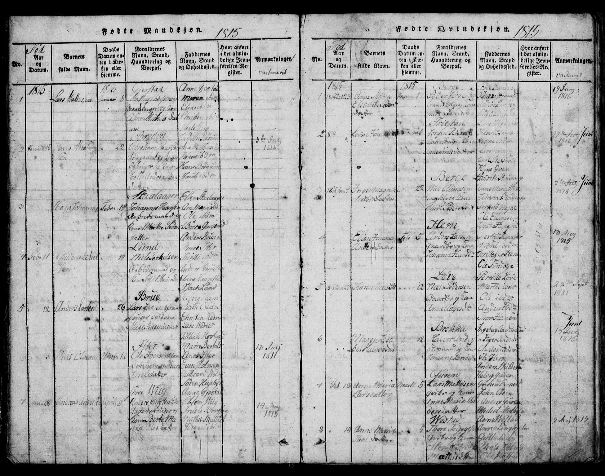 Tjølling kirkebøker, SAKO/A-60/G/Ga/L0001: Parish register (copy) no. 1, 1814-1835, p. 8-9