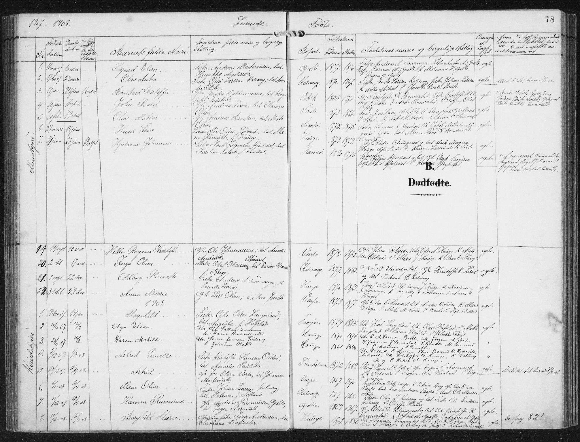 Bremanger sokneprestembete, SAB/A-82201/H/Haa/Haab/L0002: Parish register (official) no. B  2, 1896-1908, p. 78
