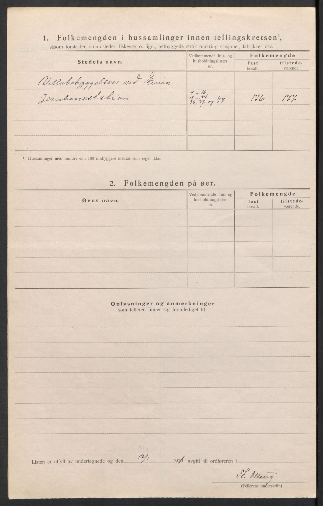 SAH, 1920 census for Eina, 1920, p. 12