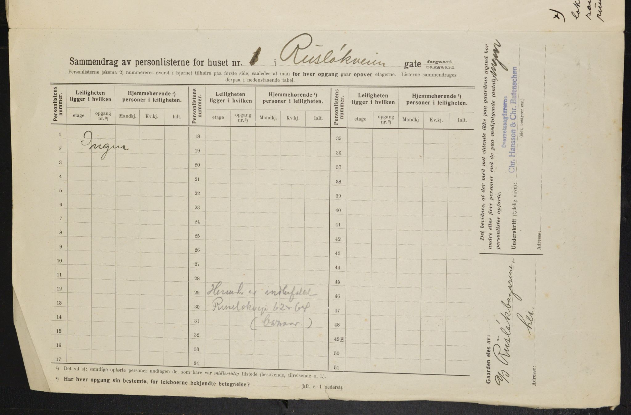 OBA, Municipal Census 1914 for Kristiania, 1914, p. 84489