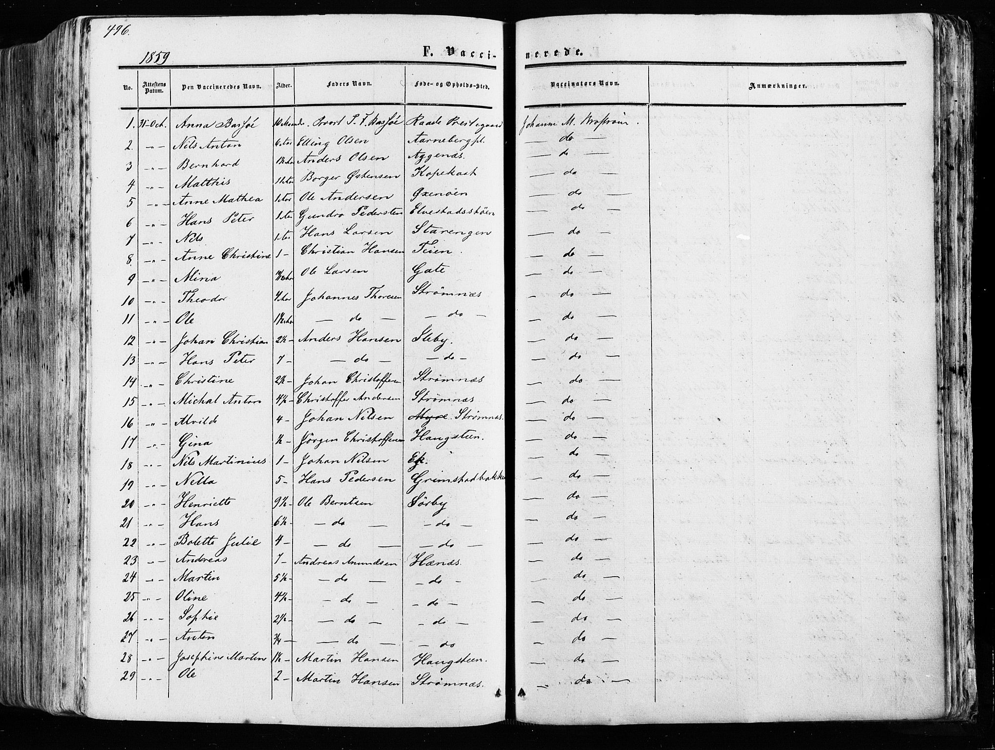 Råde prestekontor kirkebøker, AV/SAO-A-2009/F/Fa/L0006: Parish register (official) no. 6, 1854-1877, p. 496