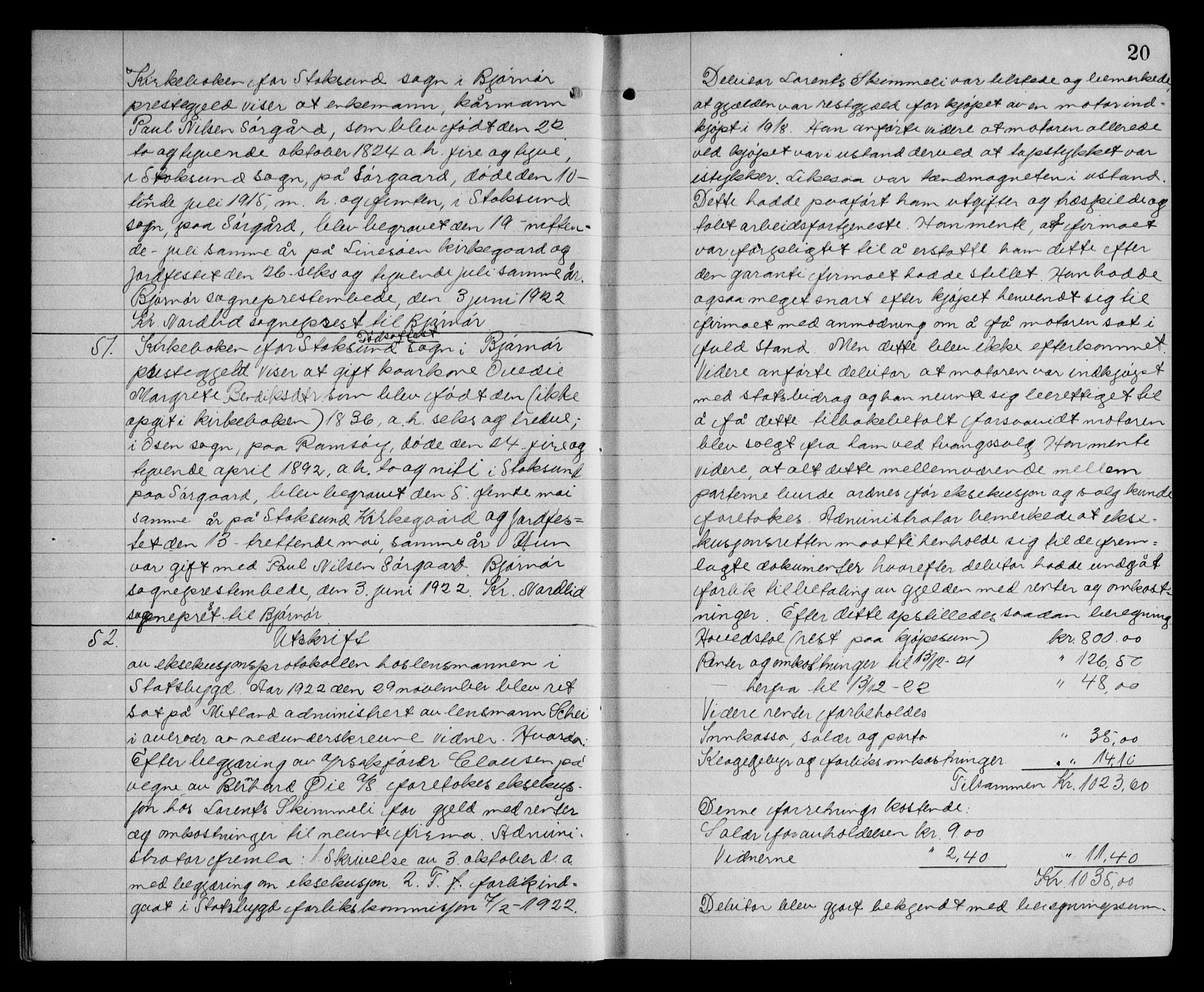 Fosen sorenskriveri, AV/SAT-A-1107/1/2/2C/L0059: Mortgage book no. 50, 1923-1923, p. 20