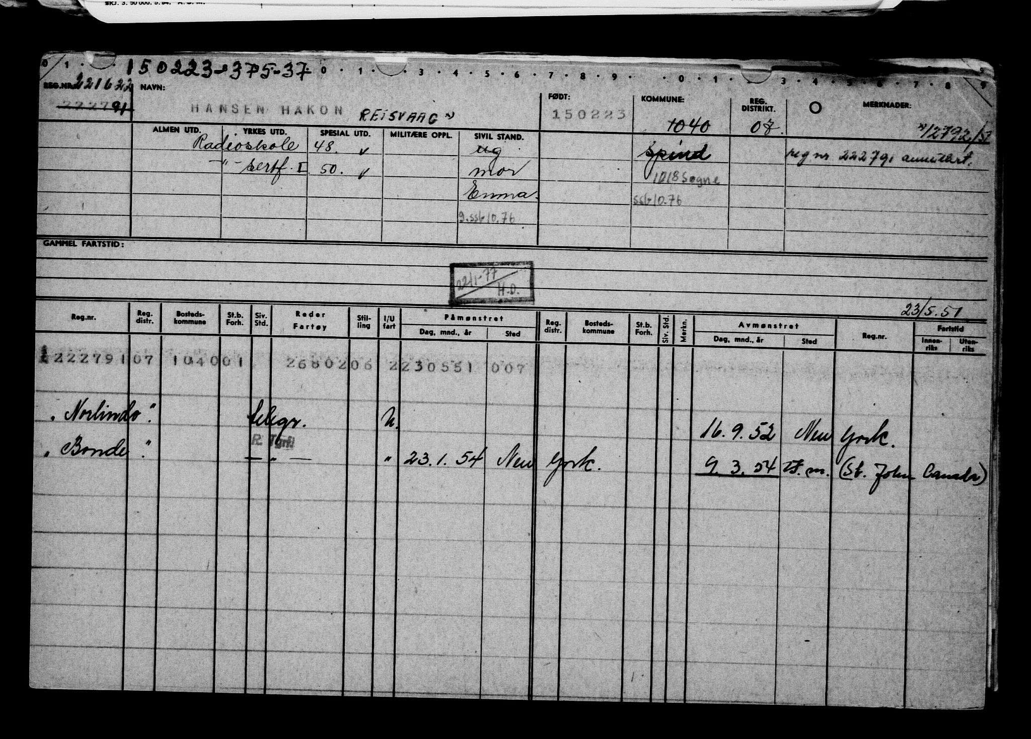 Direktoratet for sjømenn, AV/RA-S-3545/G/Gb/L0215: Hovedkort, 1923, p. 416