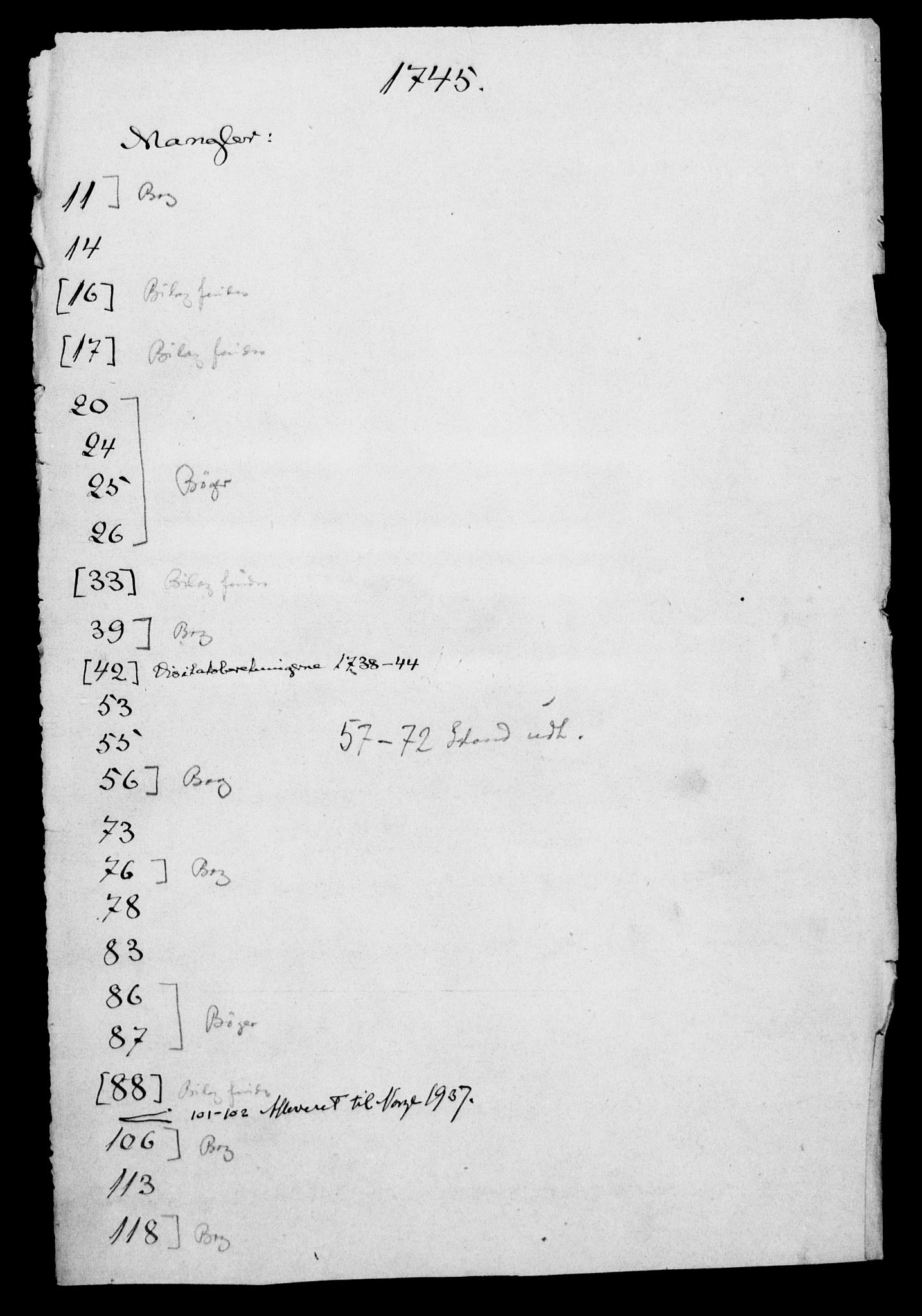 Generalkirkeinspektionskollegiet, DRA/A-0008/F4-06/F4-06-14: Protokollerede indkomne sager, 1745