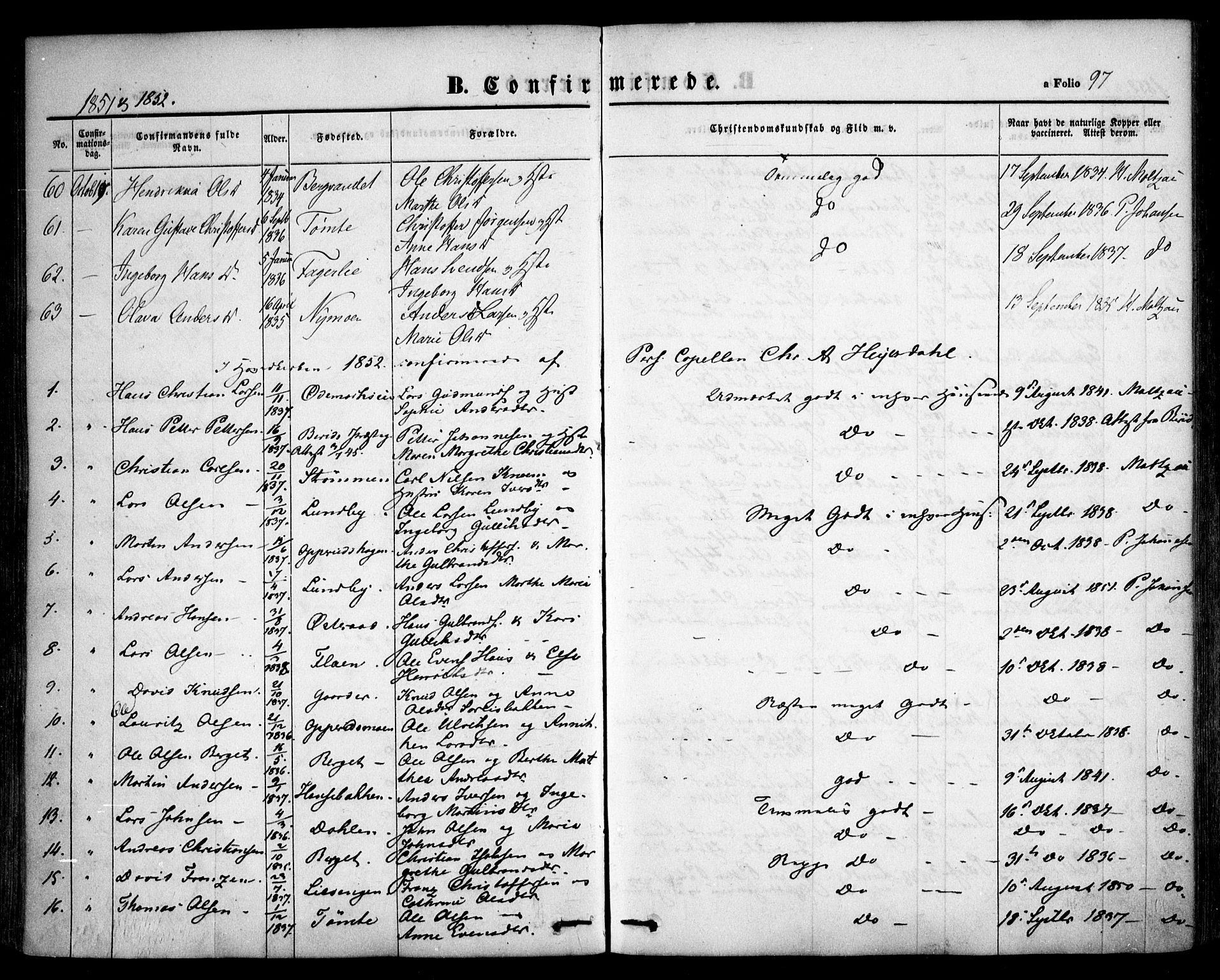 Hurdal prestekontor Kirkebøker, AV/SAO-A-10889/F/Fa/L0005: Parish register (official) no. I 5, 1846-1859, p. 97