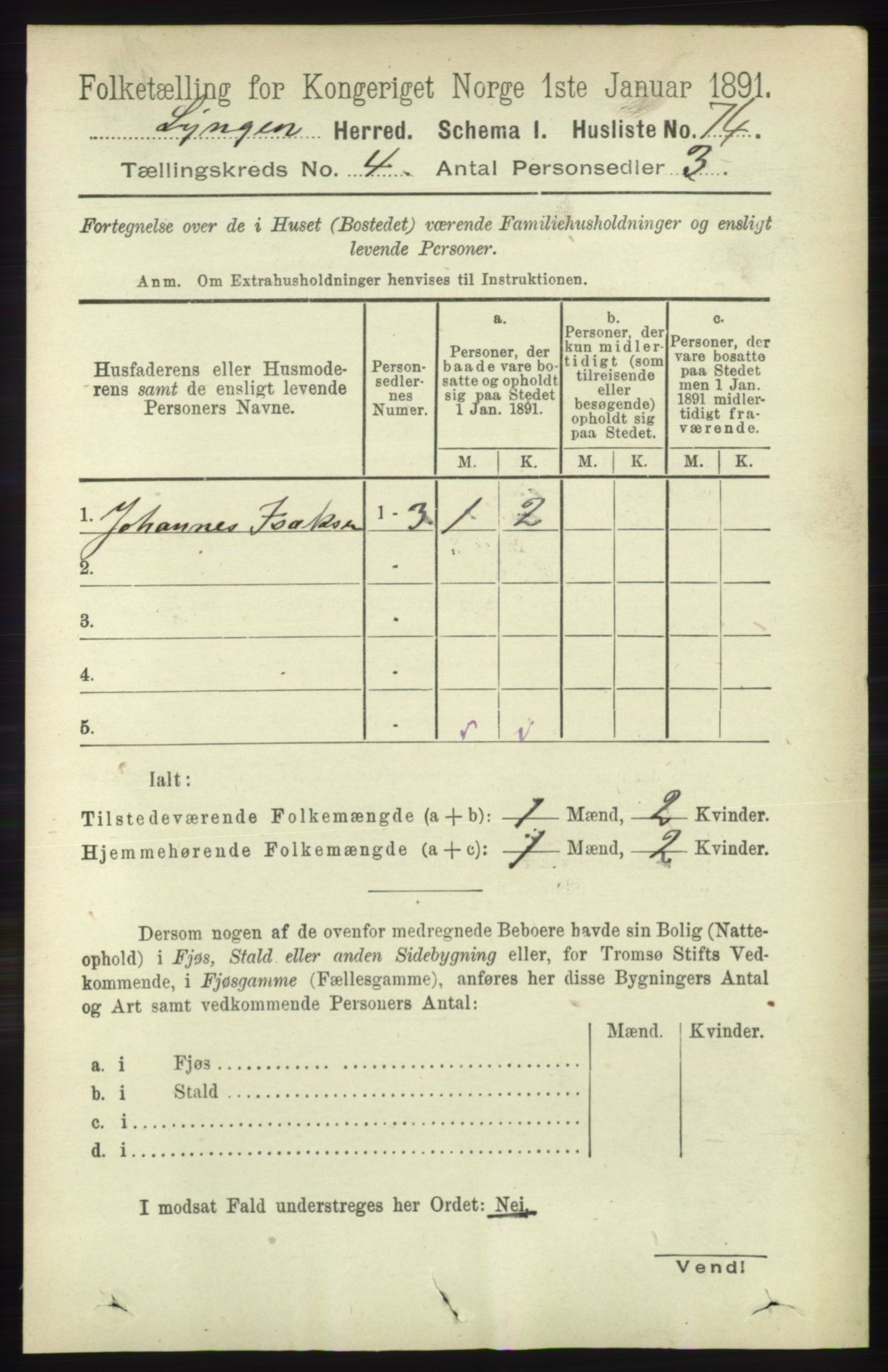 RA, 1891 census for 1938 Lyngen, 1891, p. 3660