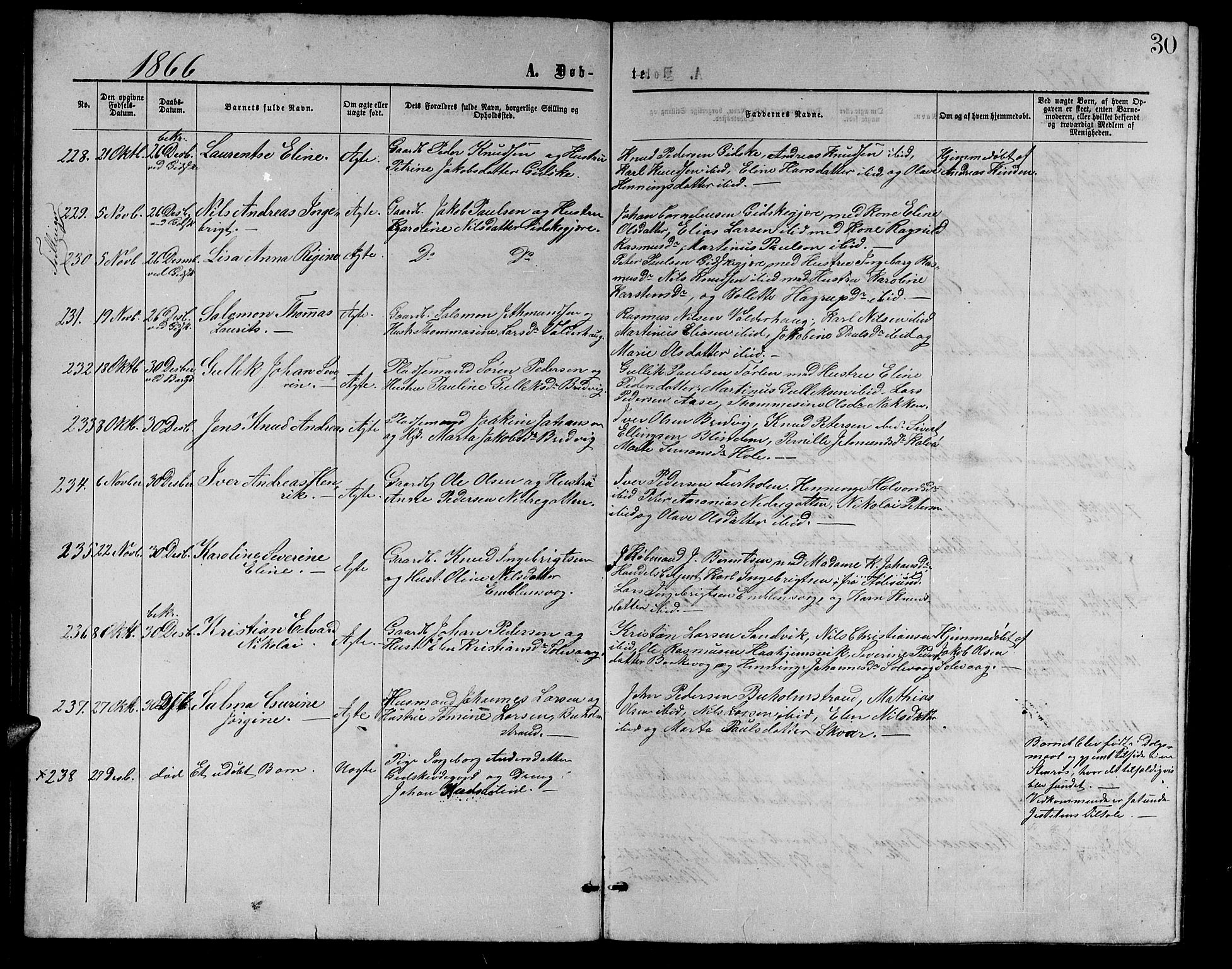 Ministerialprotokoller, klokkerbøker og fødselsregistre - Møre og Romsdal, AV/SAT-A-1454/528/L0428: Parish register (copy) no. 528C09, 1864-1880, p. 30