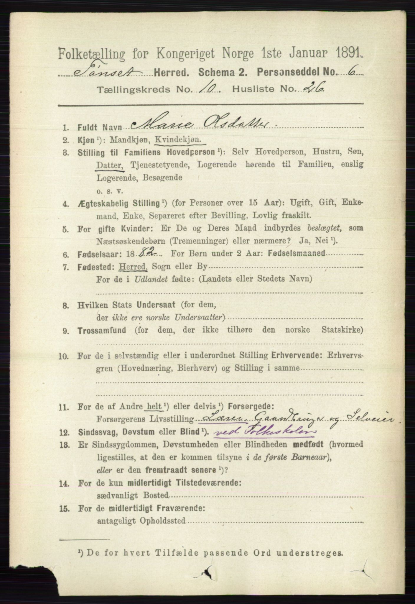 RA, 1891 census for 0437 Tynset, 1891, p. 2980