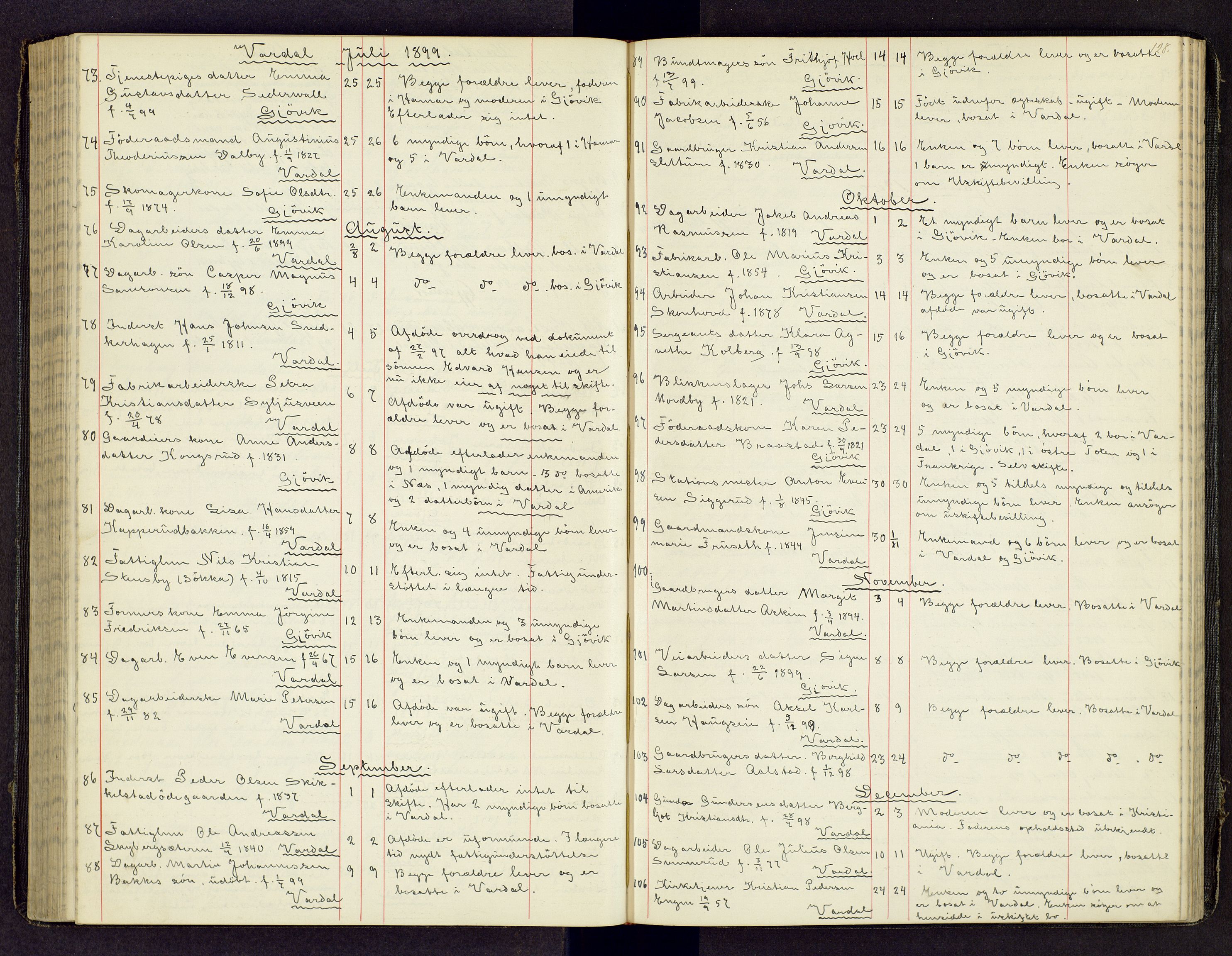 Toten tingrett, AV/SAH-TING-006/J/Jl/L0003: Dødsfallsjournal, 1893-1908, p. 127b-128a