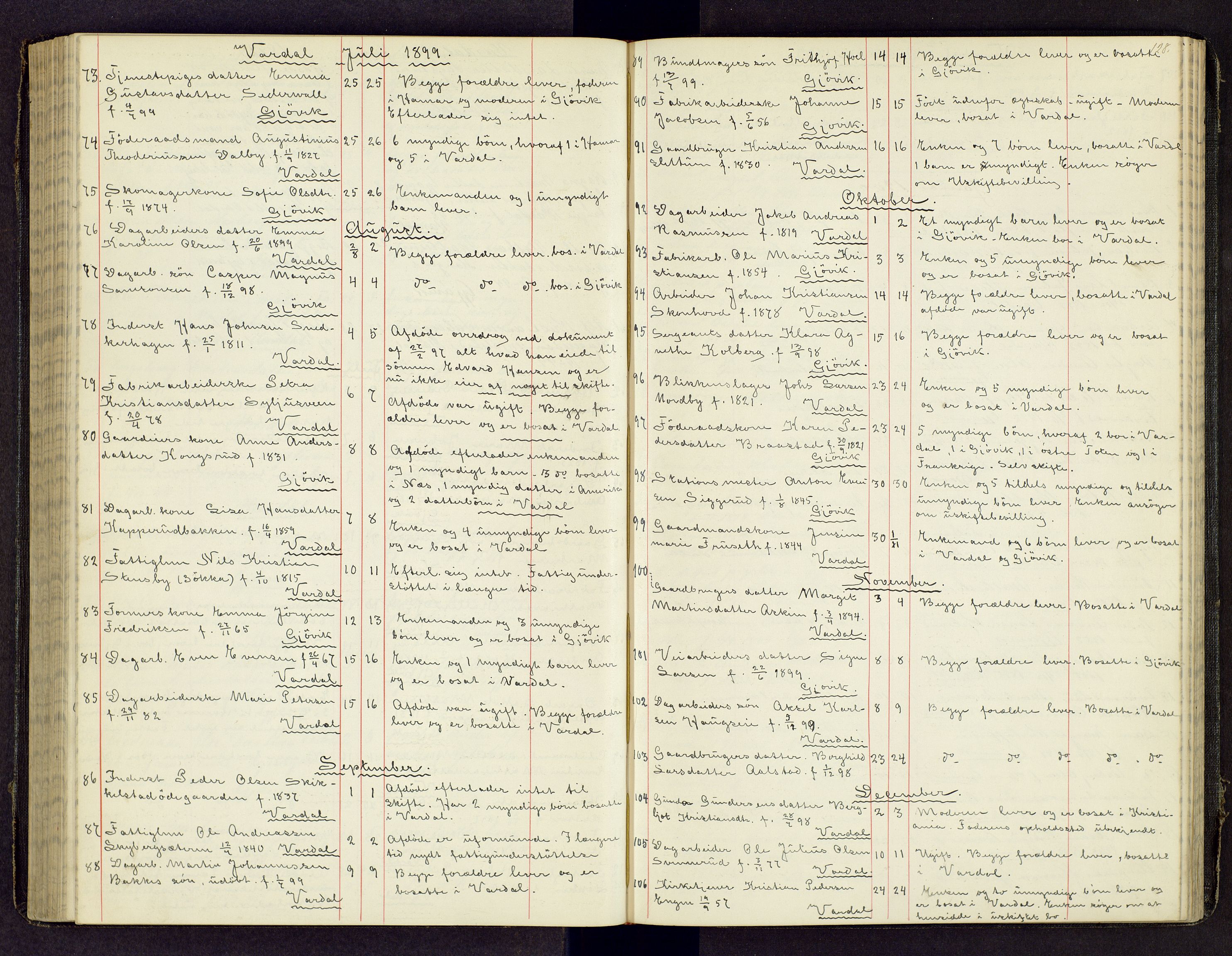 Toten tingrett, SAH/TING-006/J/Jl/L0003: Dødsfallsjournal, 1893-1908, p. 127b-128a