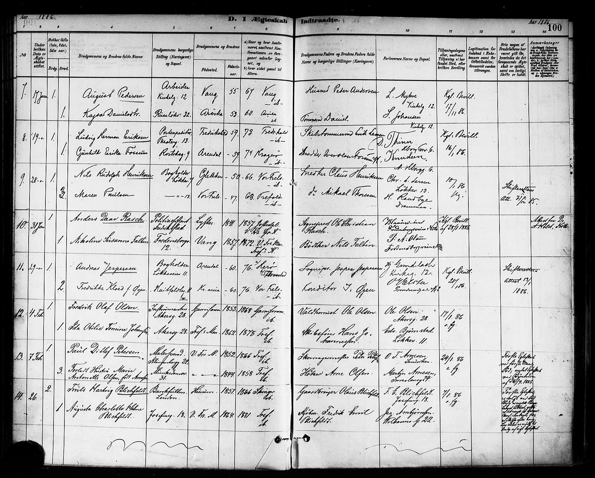 Trefoldighet prestekontor Kirkebøker, AV/SAO-A-10882/F/Fc/L0003: Parish register (official) no. III 3, 1881-1891, p. 100