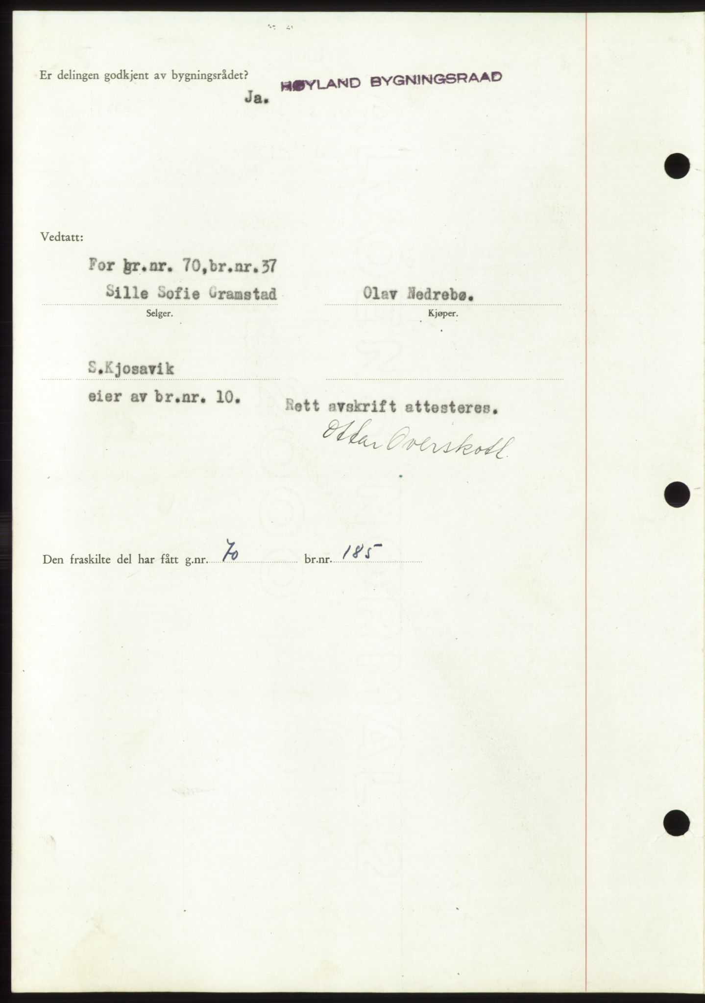 Jæren sorenskriveri, SAST/A-100310/03/G/Gba/L0090: Mortgage book, 1946-1946, Diary no: : 1953/1946
