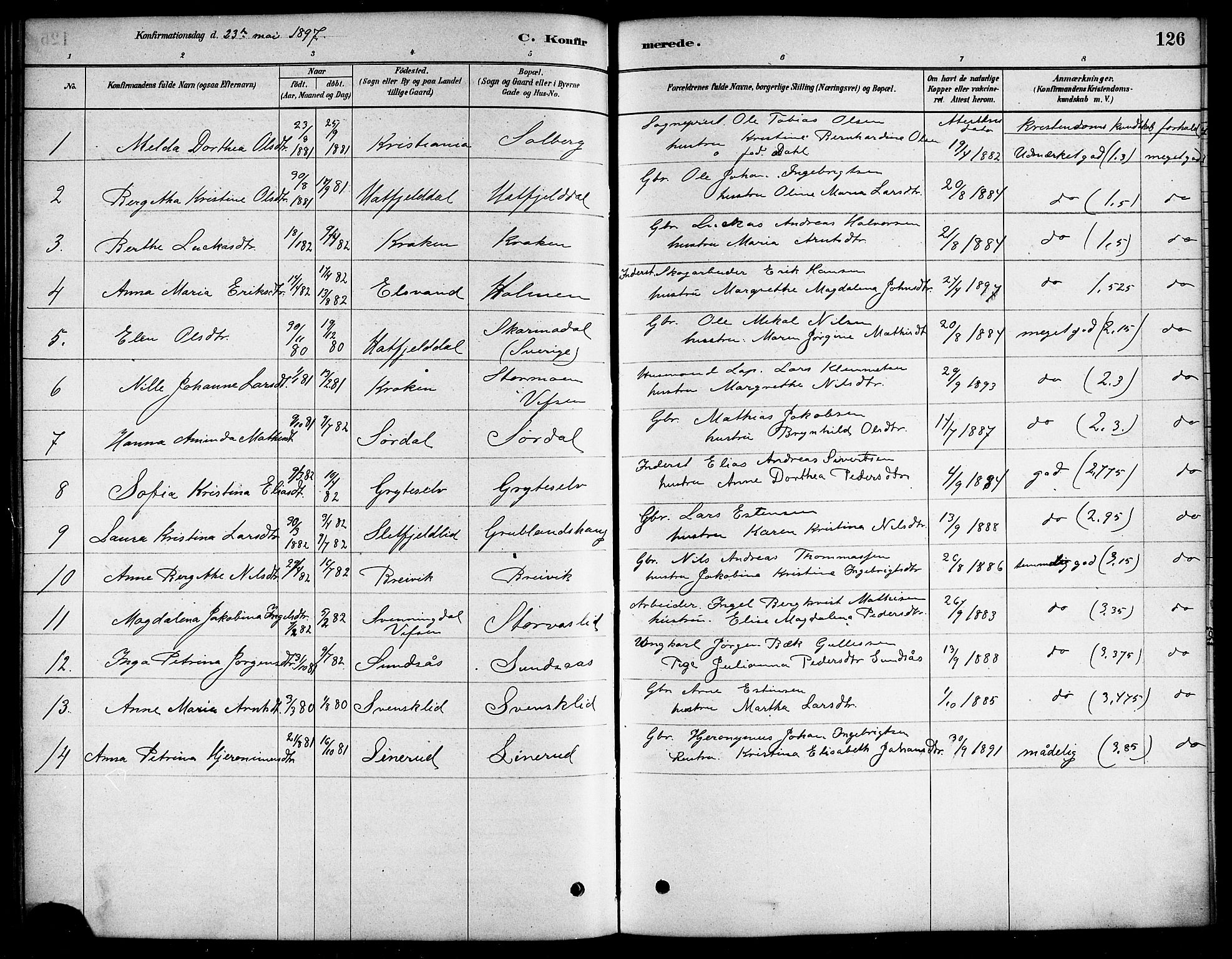 Ministerialprotokoller, klokkerbøker og fødselsregistre - Nordland, SAT/A-1459/823/L0330: Parish register (copy) no. 823C02, 1879-1916, p. 126