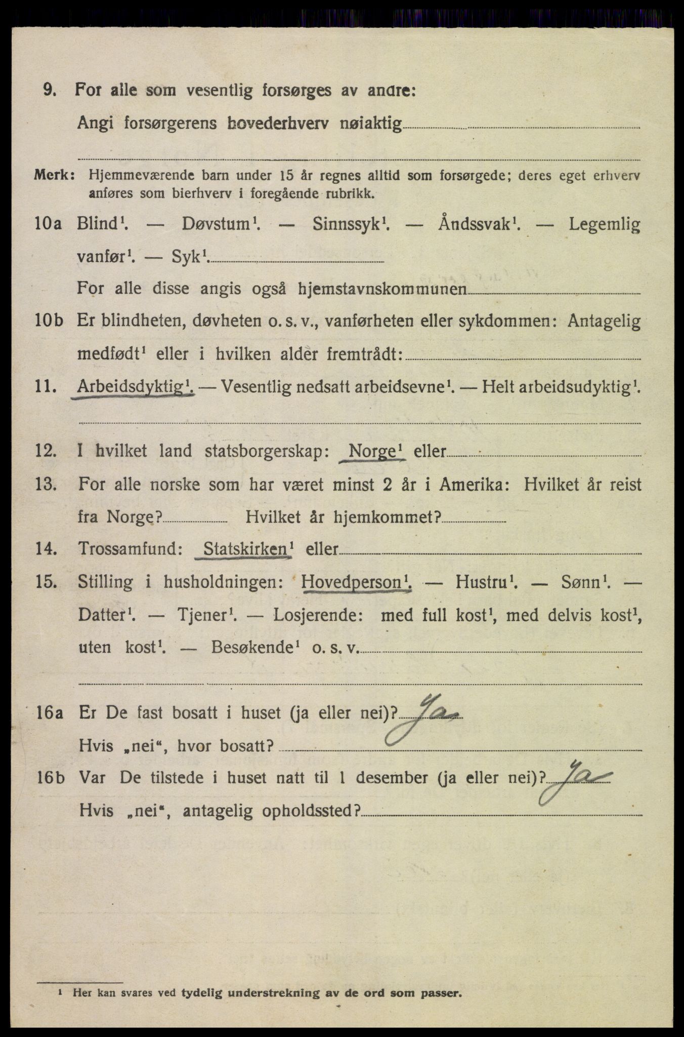 SAK, 1920 census for Åseral, 1920, p. 997