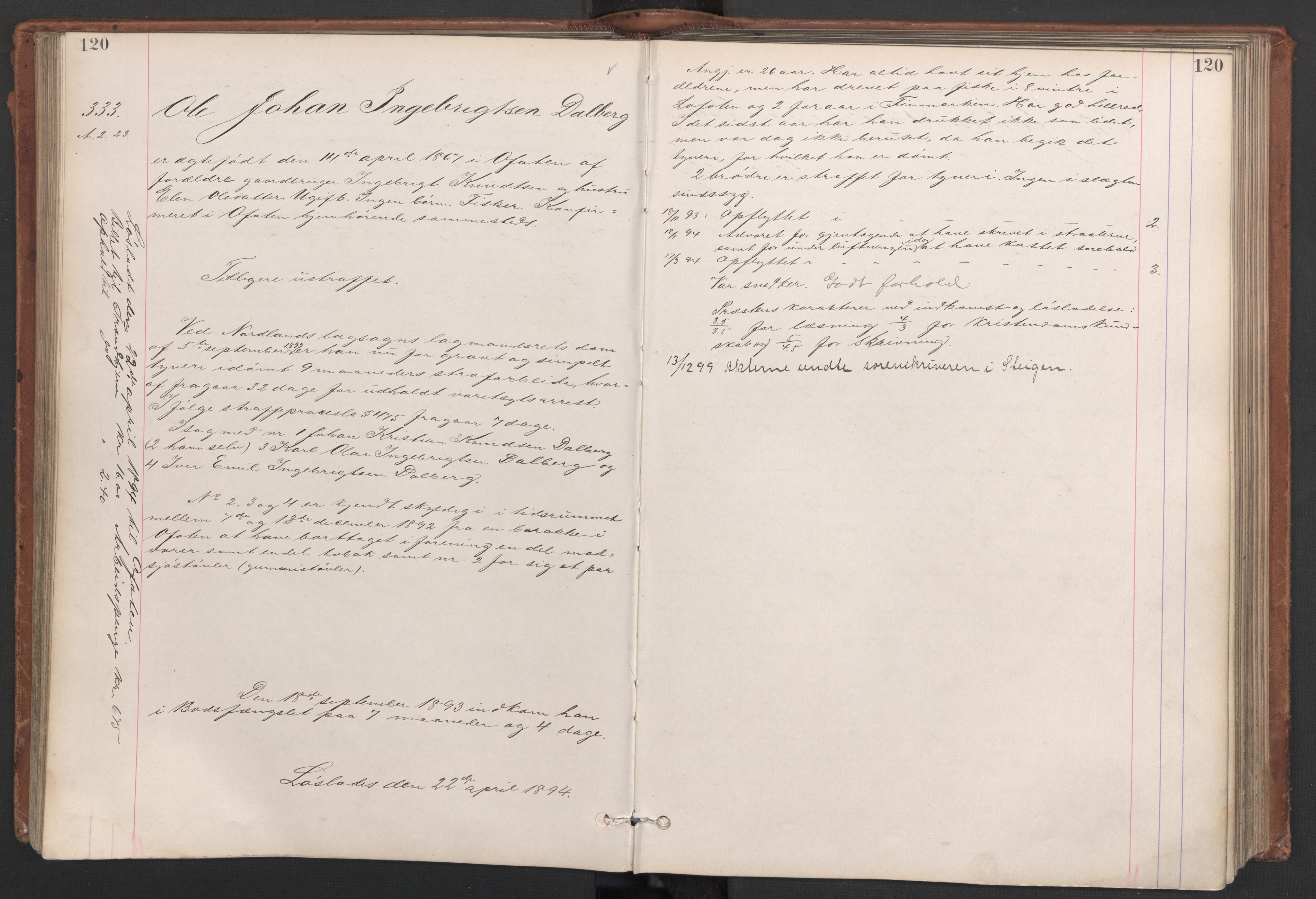 Botsfengslet, AV/RA-S-1539/D/Db/Dbb/L0028: 214i - 506i, 1893-1894, p. 120