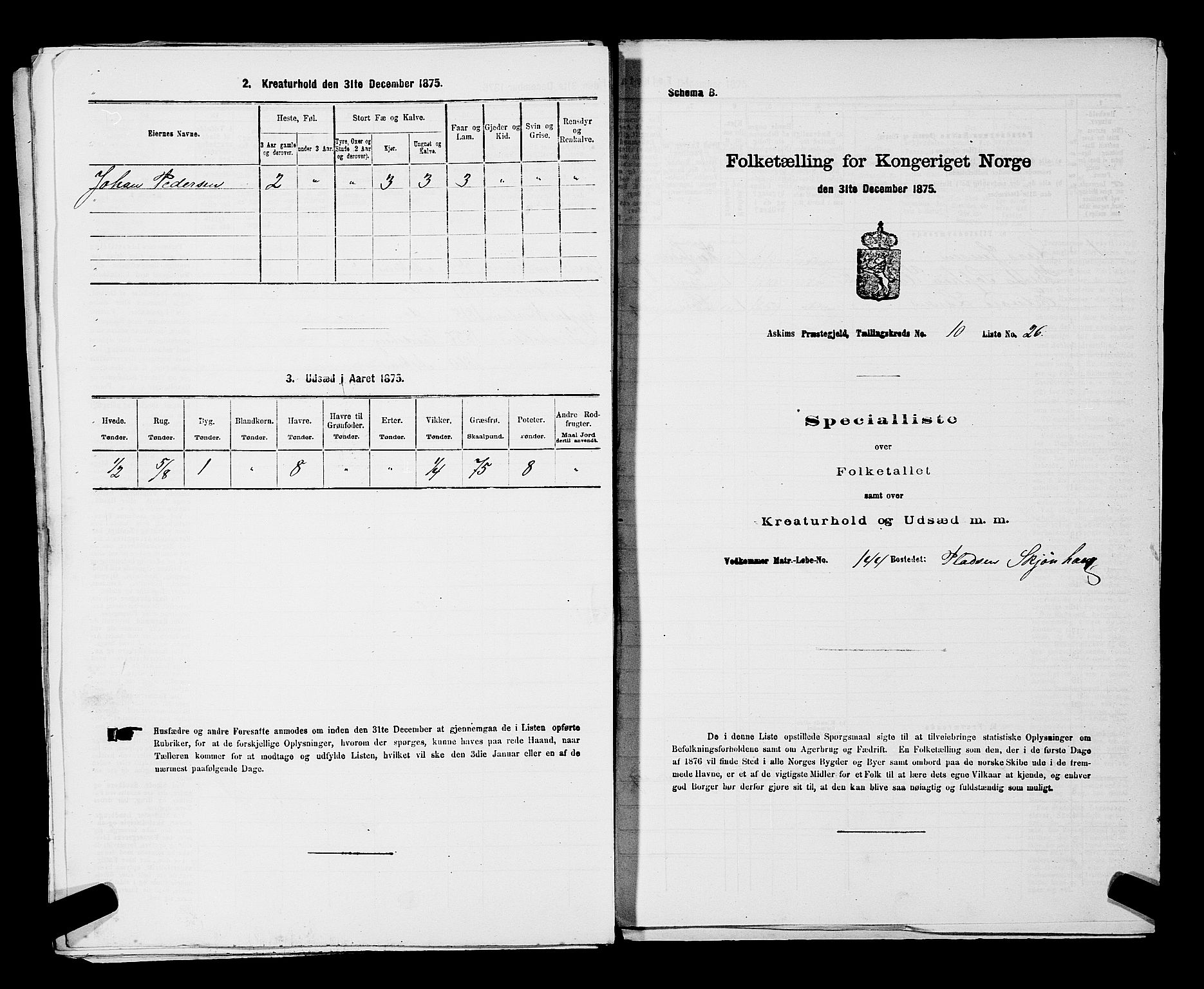 RA, 1875 census for 0124P Askim, 1875, p. 697