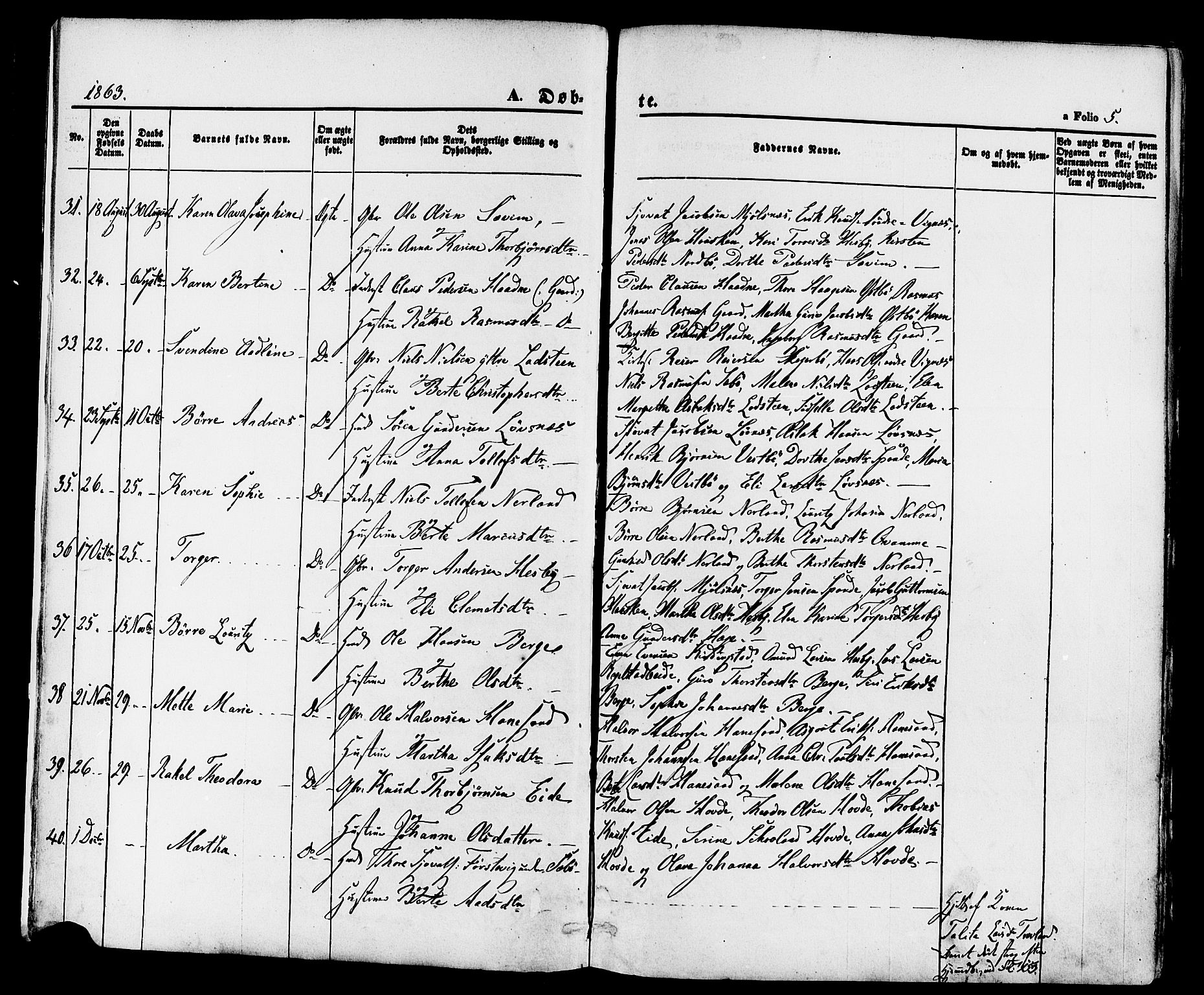 Finnøy sokneprestkontor, AV/SAST-A-101825/H/Ha/Haa/L0008: Parish register (official) no. A 8, 1863-1878, p. 5