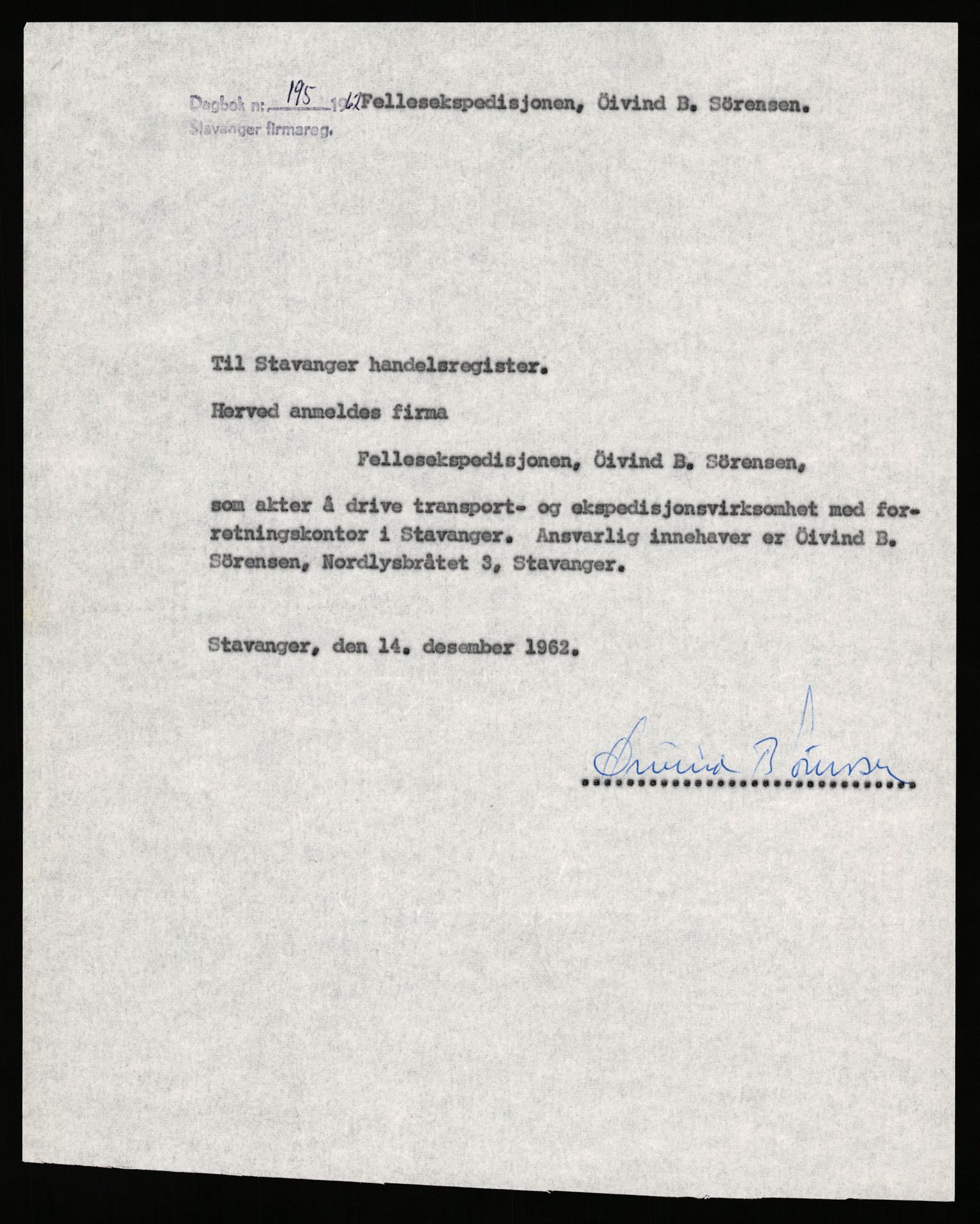 Stavanger byfogd, SAST/A-101408/002/J/Jd/Jde/L0003: Registreringsmeldinger og bilag. Enkeltmannsforetak, 751-1000, 1928-1976, p. 215