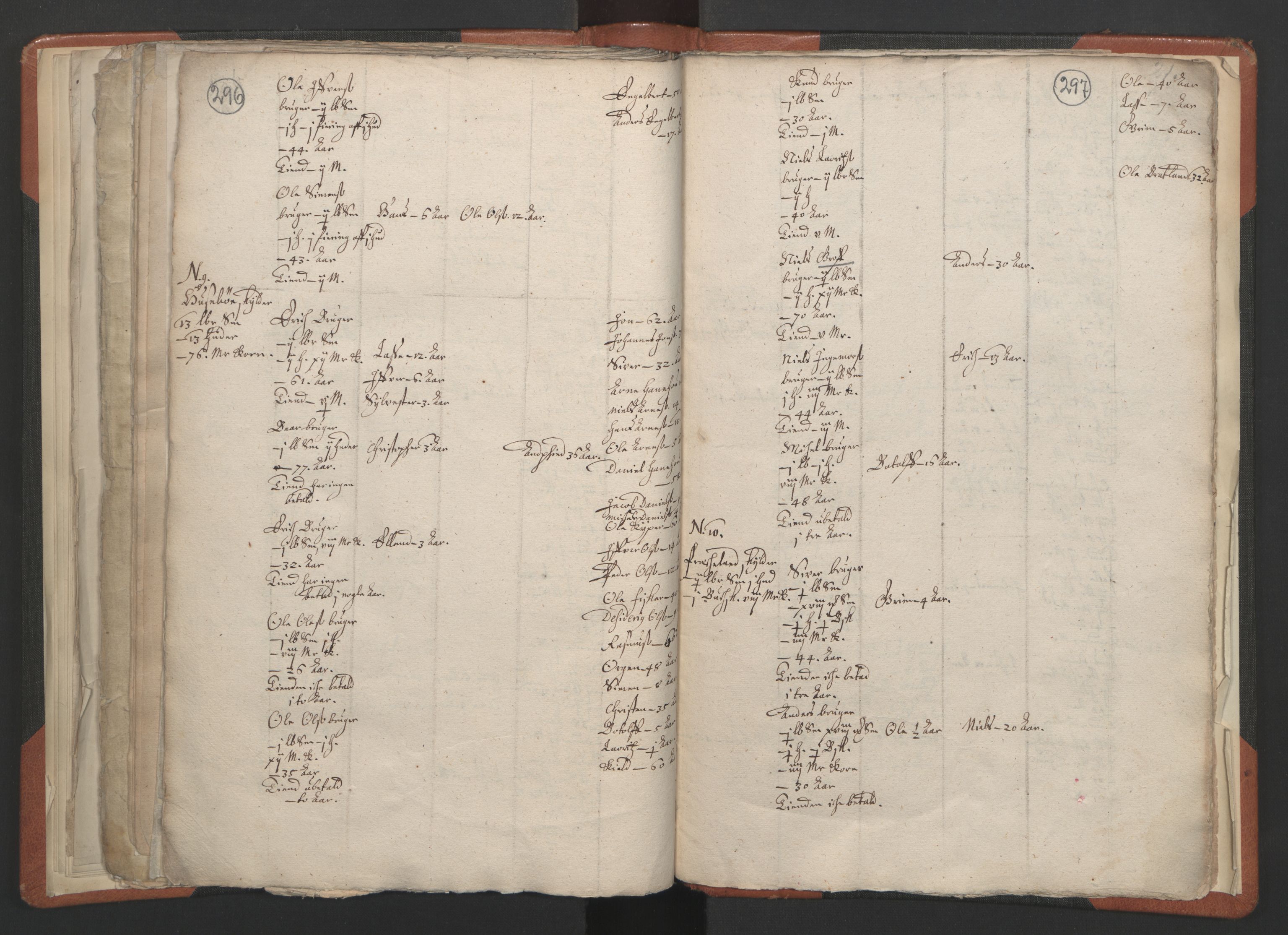 RA, Vicar's Census 1664-1666, no. 23: Sogn deanery, 1664-1666, p. 296-297