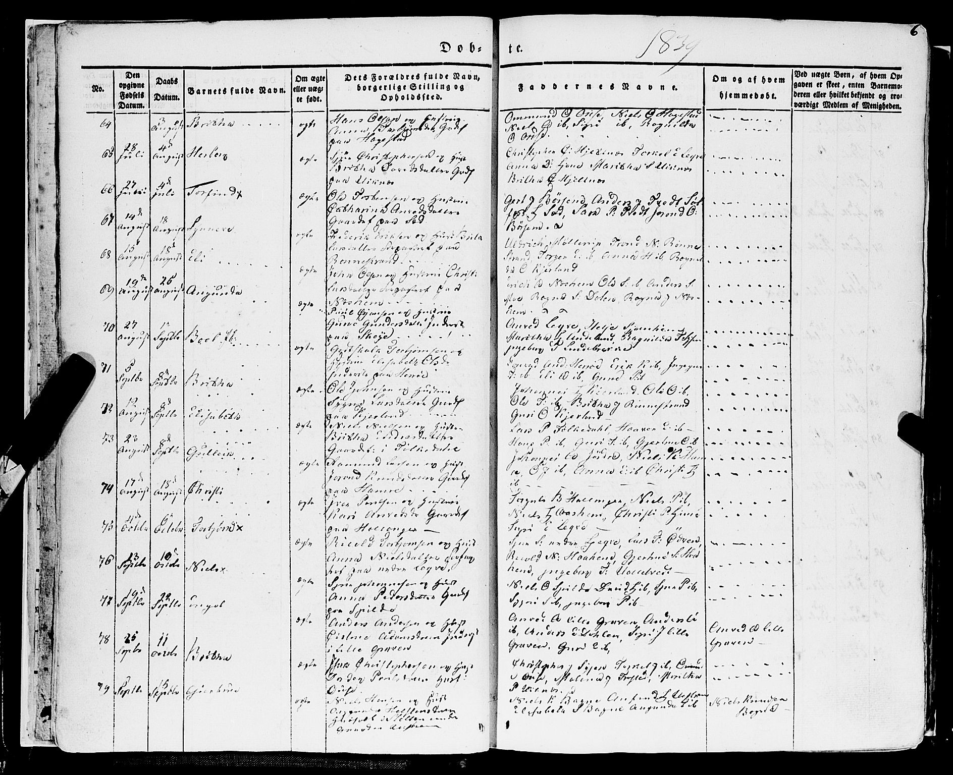 Ulvik sokneprestembete, AV/SAB-A-78801/H/Haa: Parish register (official) no. A 12, 1839-1853, p. 6