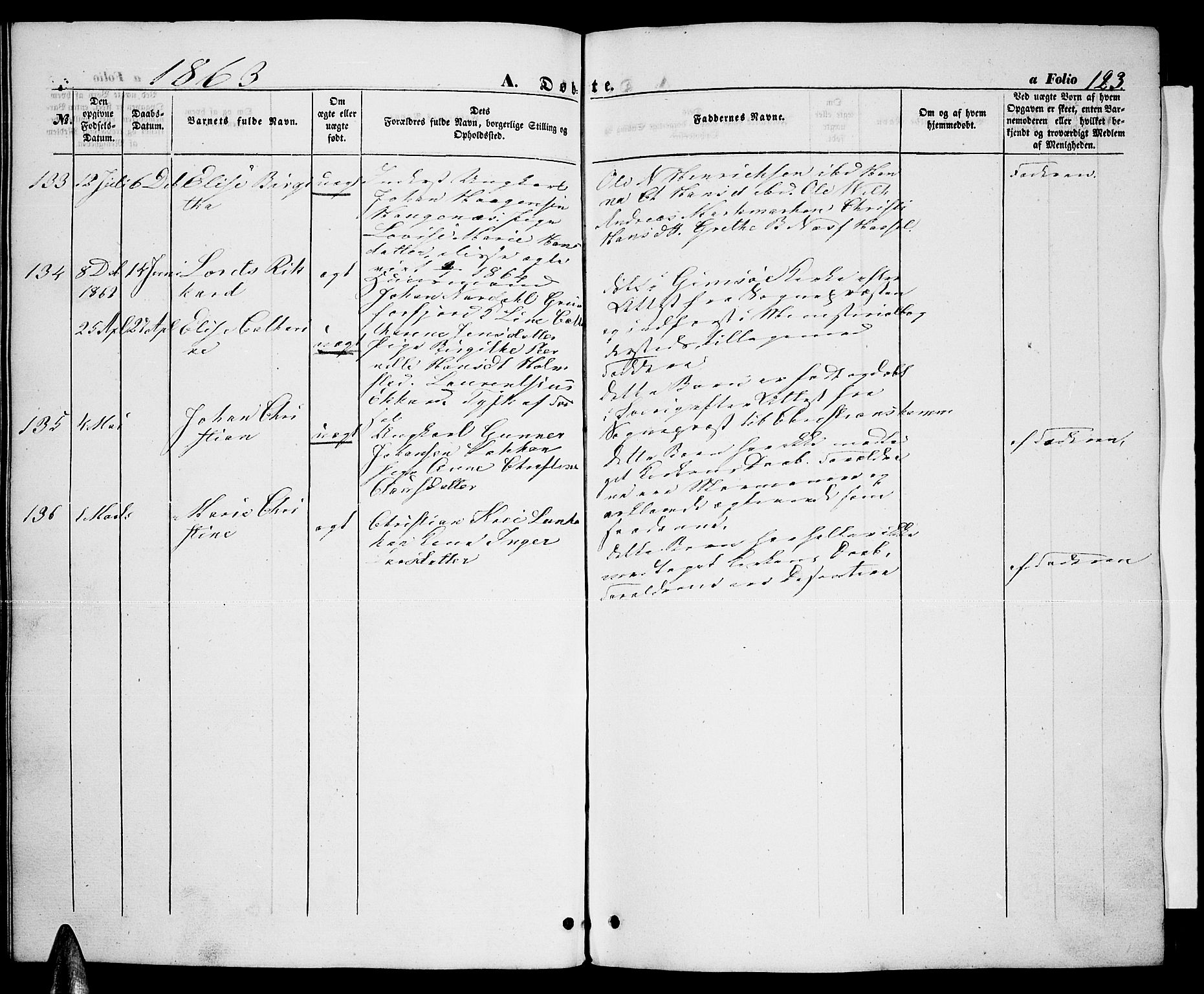 Ministerialprotokoller, klokkerbøker og fødselsregistre - Nordland, AV/SAT-A-1459/888/L1265: Parish register (copy) no. 888C03, 1850-1863, p. 123