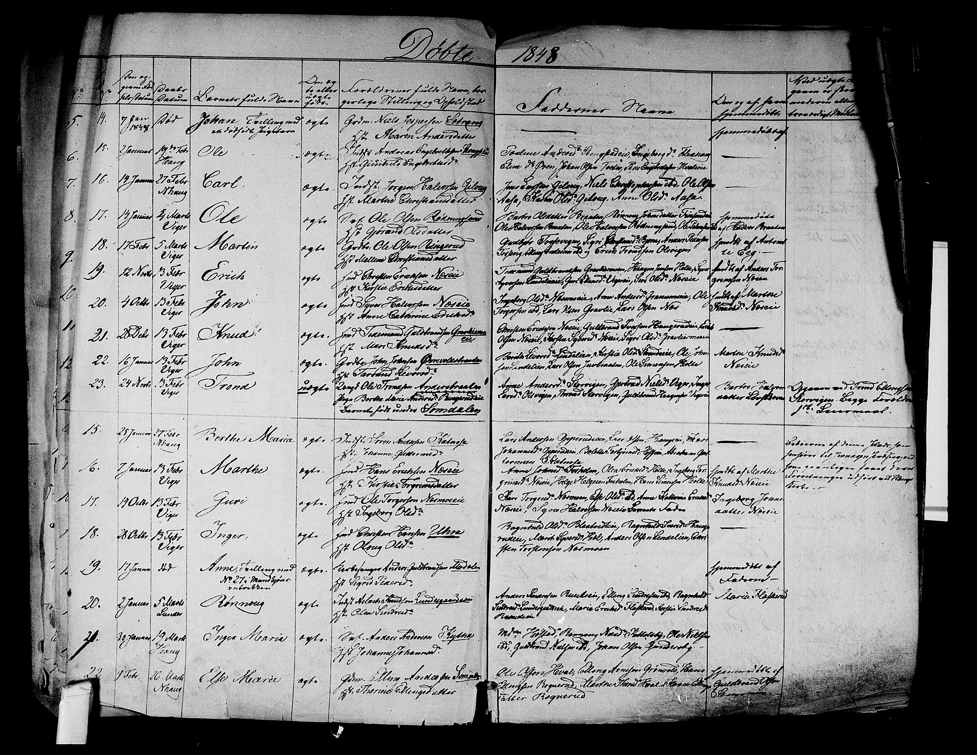 Norderhov kirkebøker, AV/SAKO-A-237/F/Fa/L0011: Parish register (official) no. 11, 1847-1856, p. 5