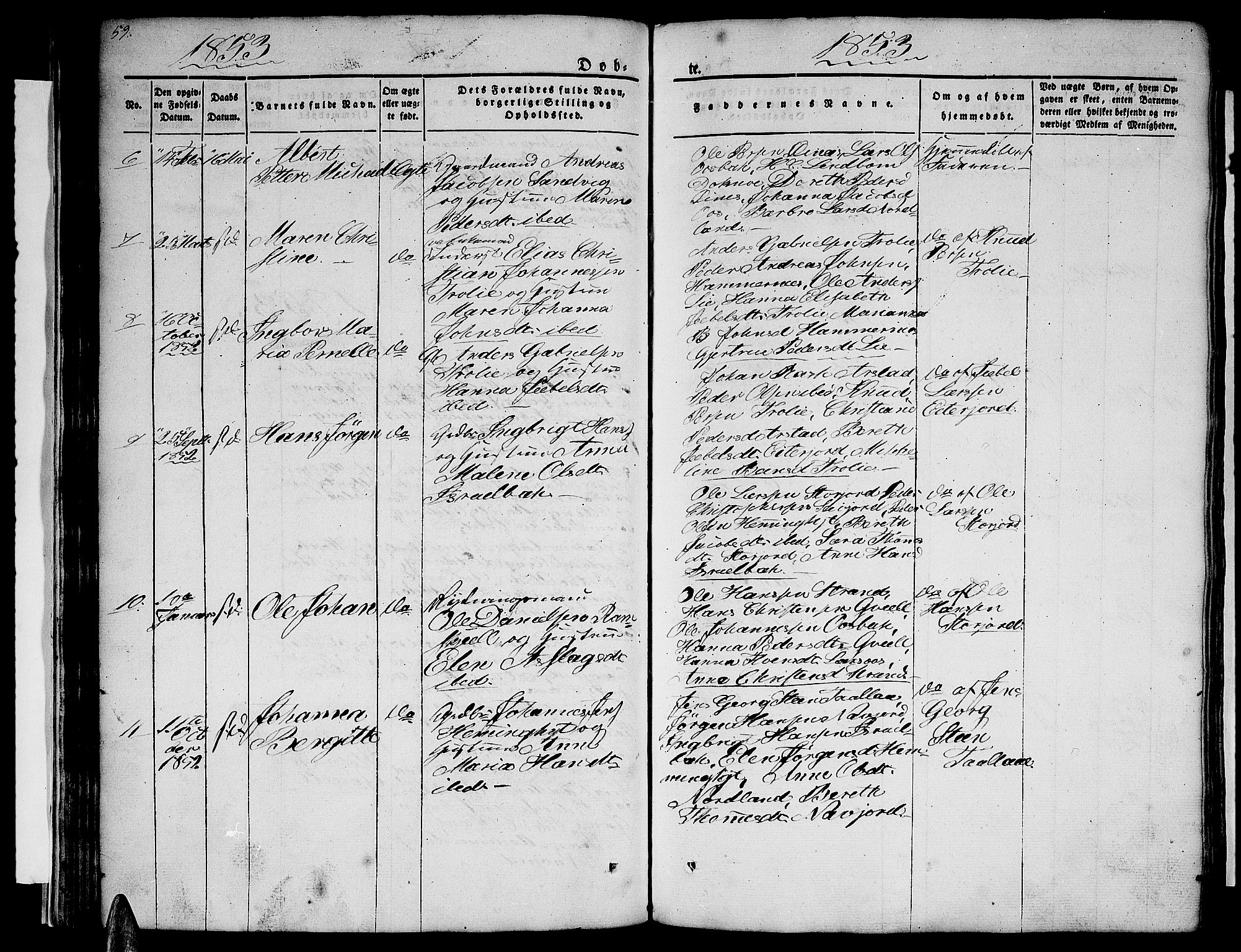 Ministerialprotokoller, klokkerbøker og fødselsregistre - Nordland, AV/SAT-A-1459/846/L0652: Parish register (copy) no. 846C02, 1841-1871, p. 59