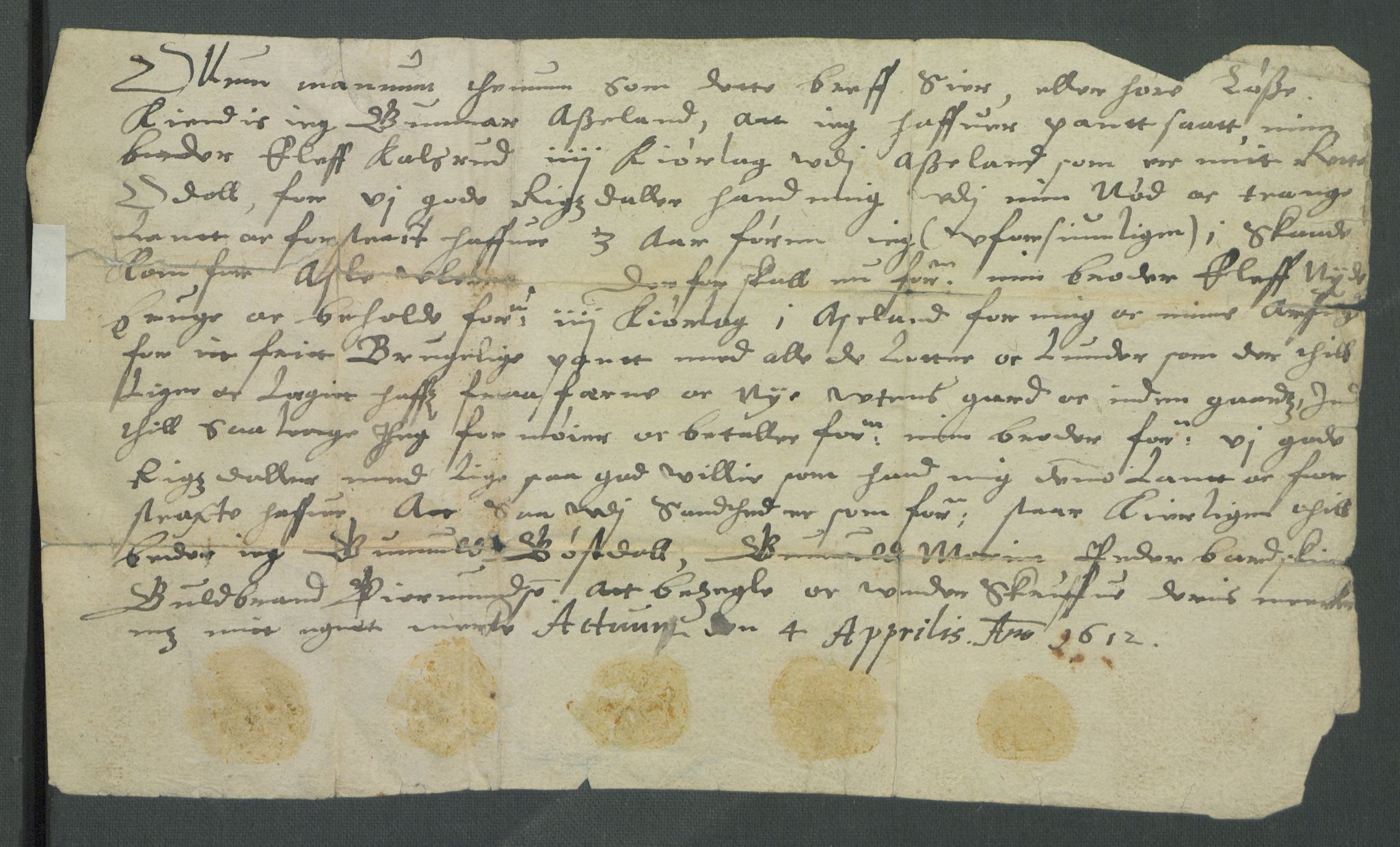 Riksarkivets diplomsamling, AV/RA-EA-5965/F02/L0121: Dokumenter, 1612, p. 15