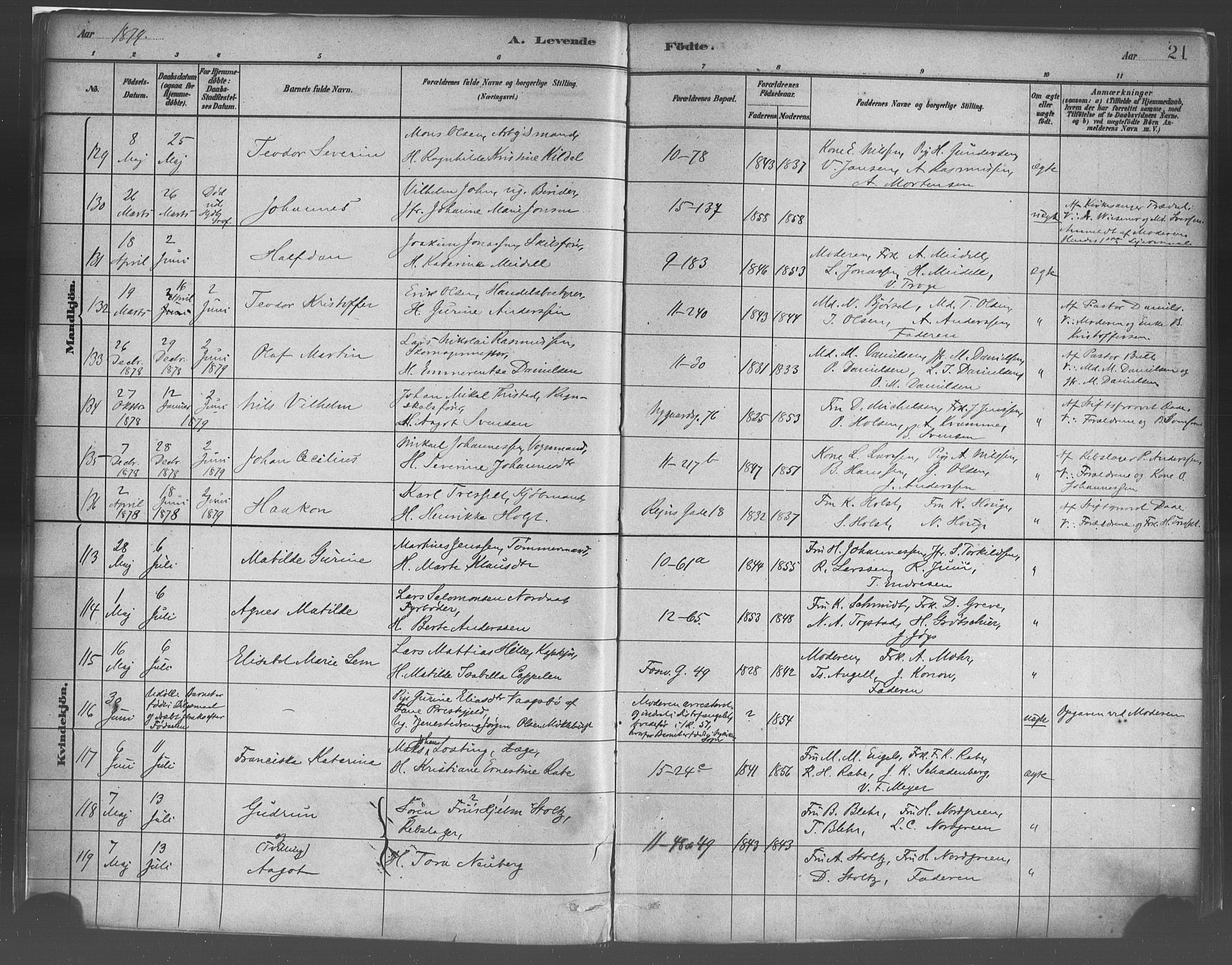 Domkirken sokneprestembete, AV/SAB-A-74801/H/Haa/L0023: Parish register (official) no. B 6, 1879-1887, p. 21