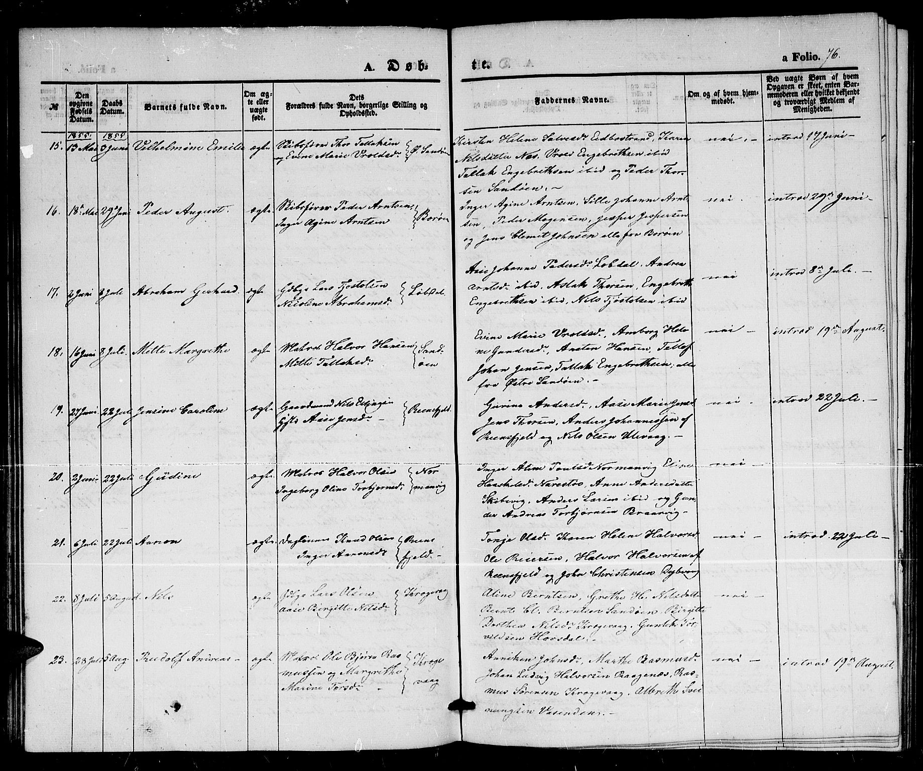 Dypvåg sokneprestkontor, AV/SAK-1111-0007/F/Fb/Fba/L0010: Parish register (copy) no. B 10, 1842-1857, p. 76