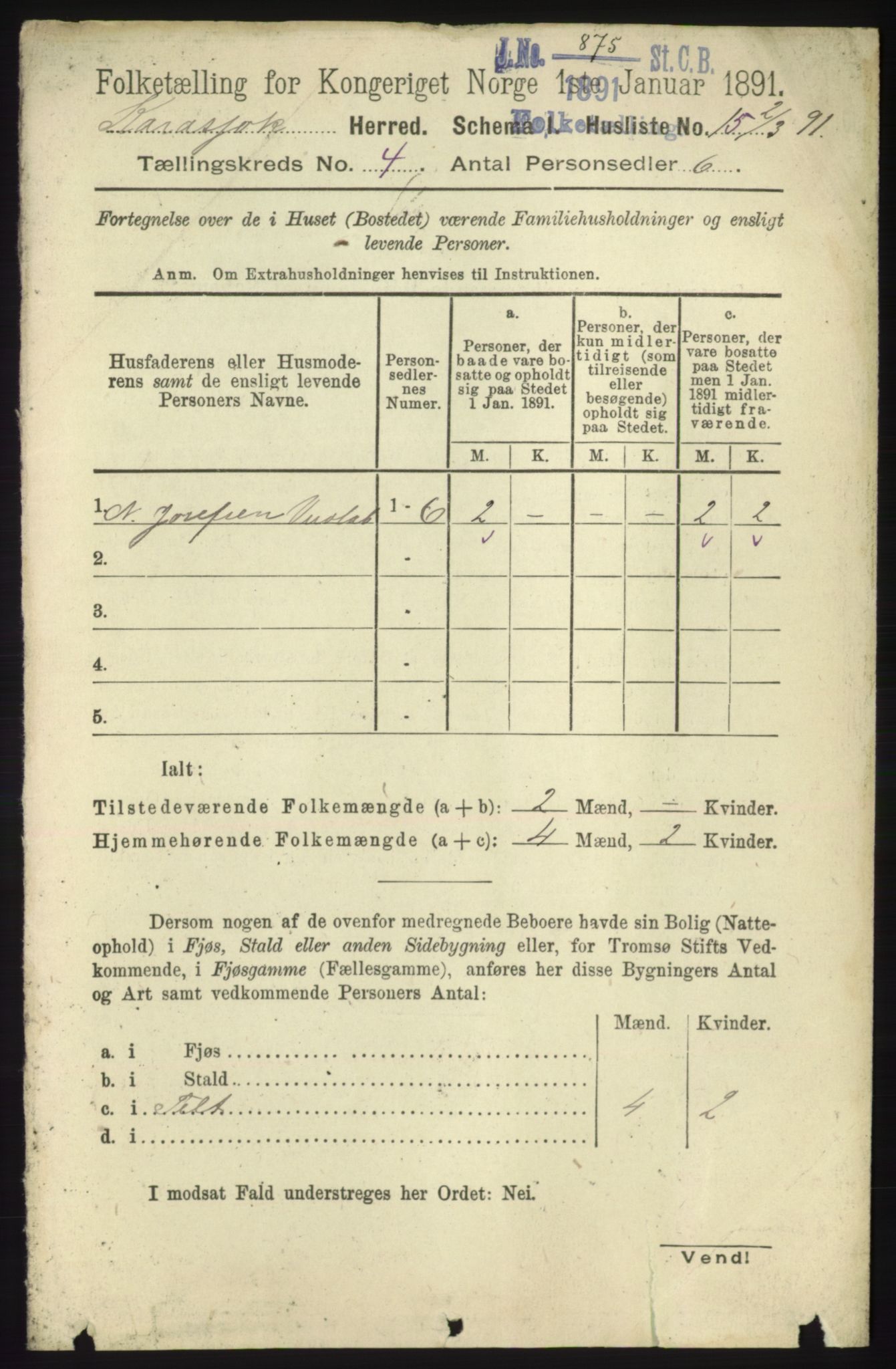 RA, 1891 census for 2021 Karasjok, 1891, p. 689