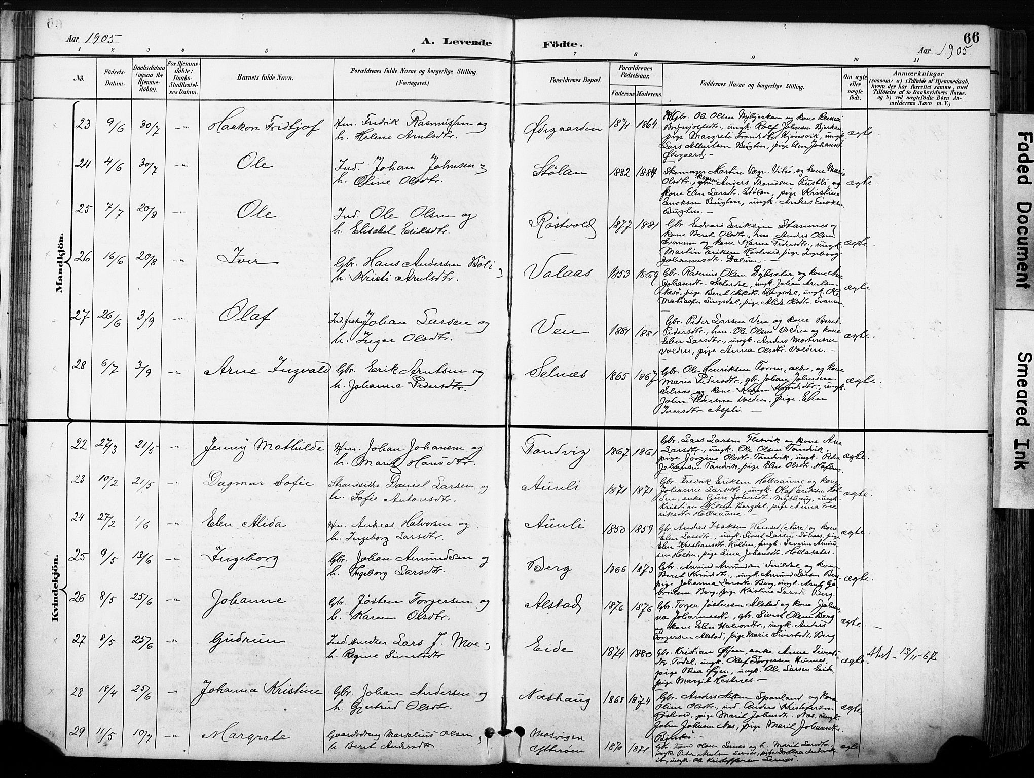 Ministerialprotokoller, klokkerbøker og fødselsregistre - Sør-Trøndelag, AV/SAT-A-1456/630/L0497: Parish register (official) no. 630A10, 1896-1910, p. 66