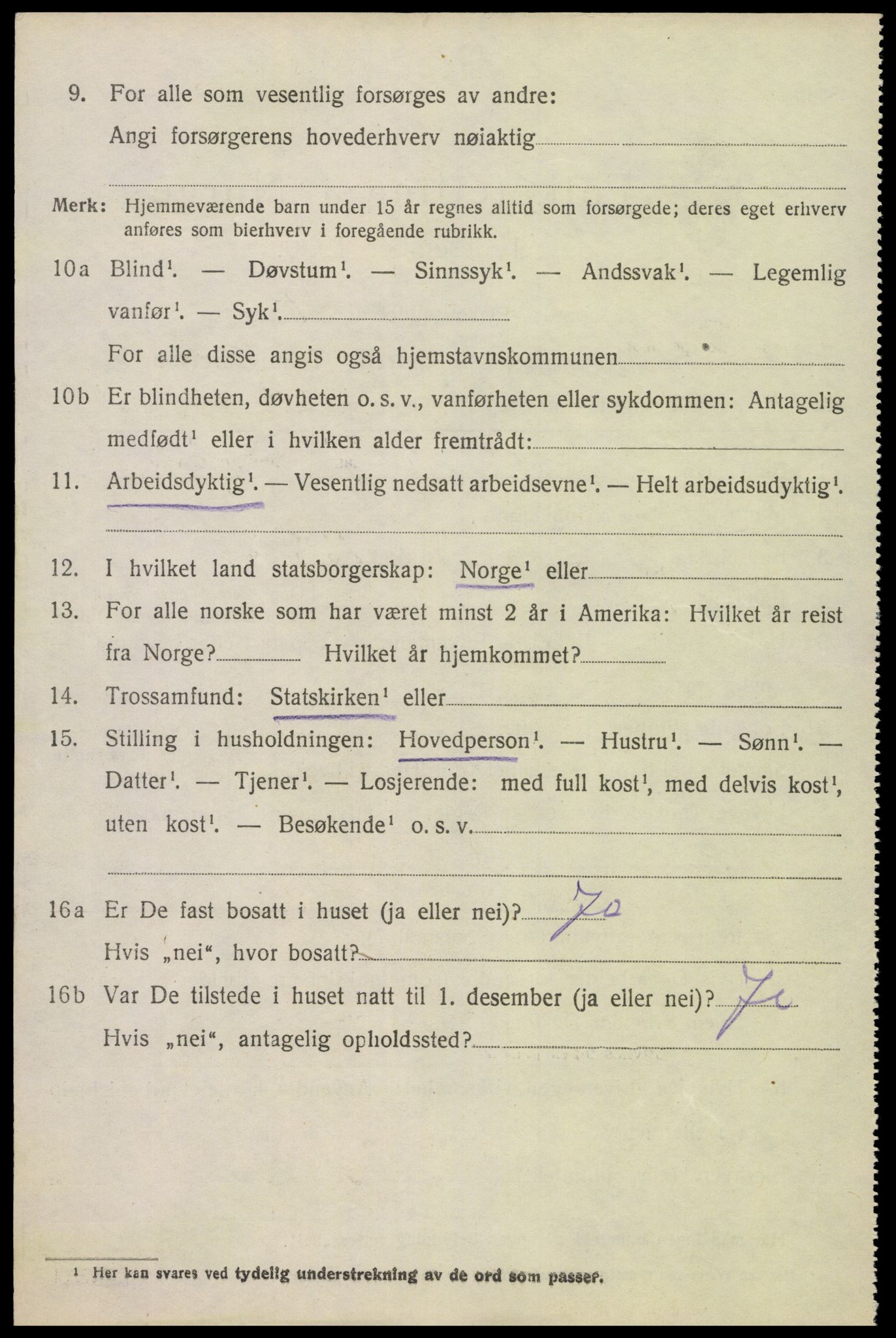 SAK, 1920 census for Oddernes, 1920, p. 5168