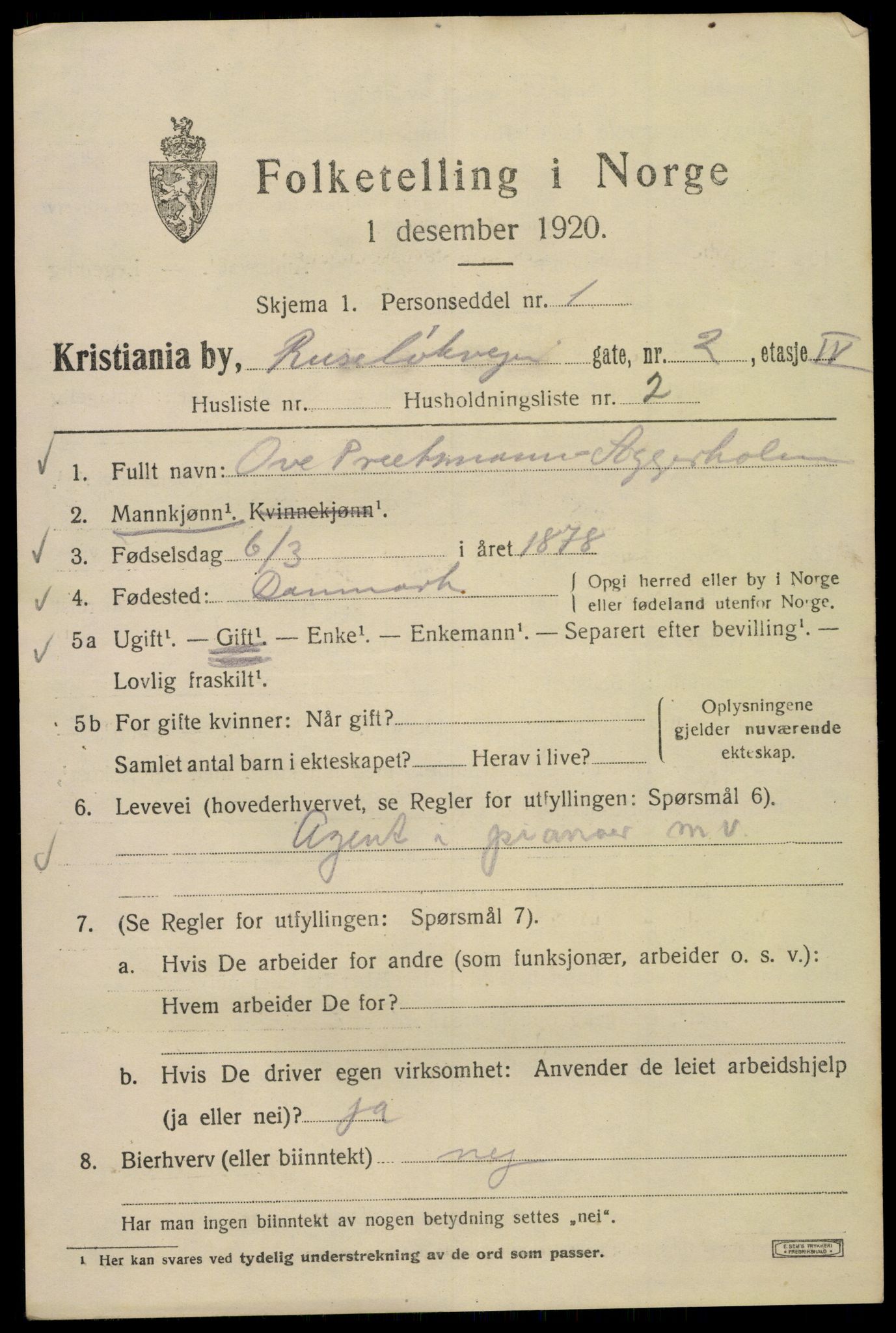 SAO, 1920 census for Kristiania, 1920, p. 469883