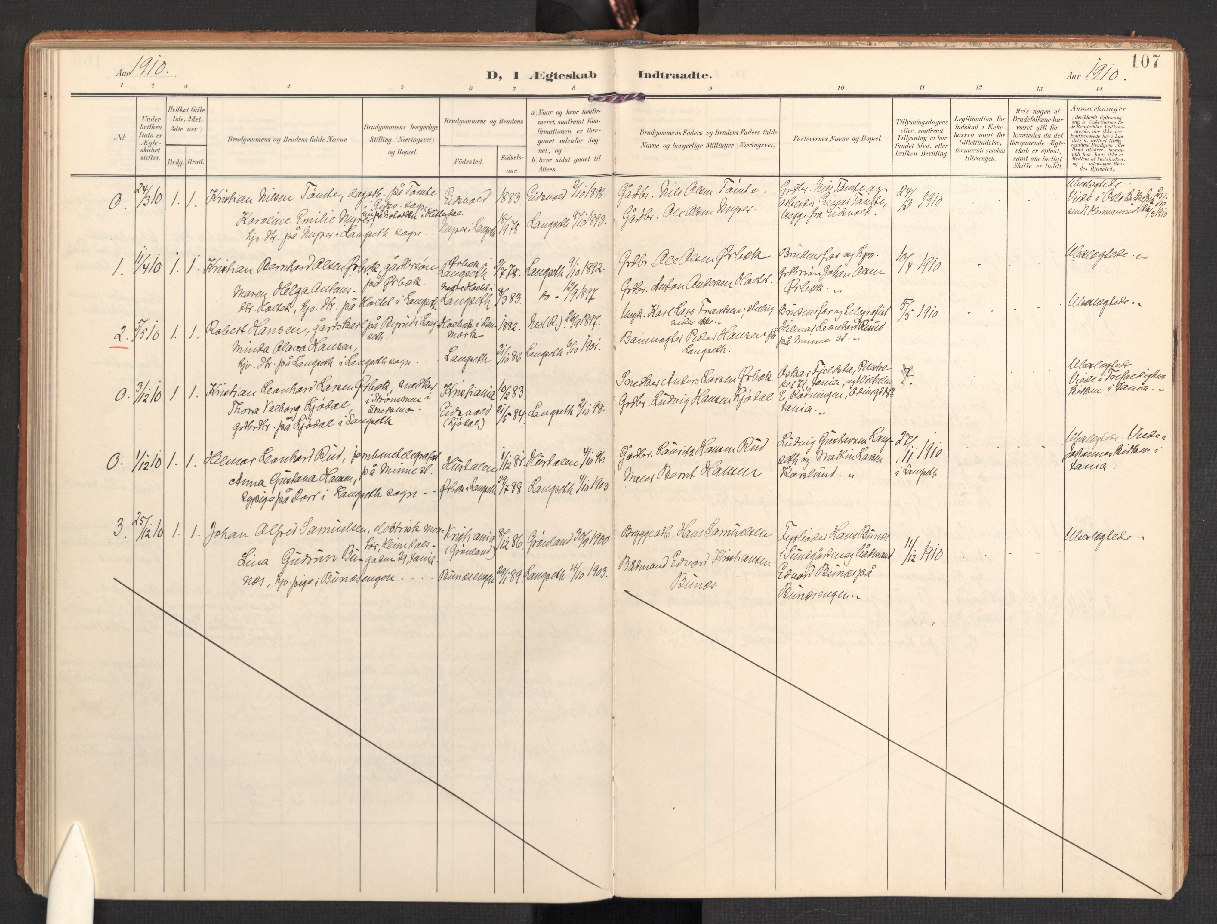 Eidsvoll prestekontor Kirkebøker, AV/SAO-A-10888/G/Gb/L0003: Parish register (copy) no. II 3, 1908-1919, p. 107